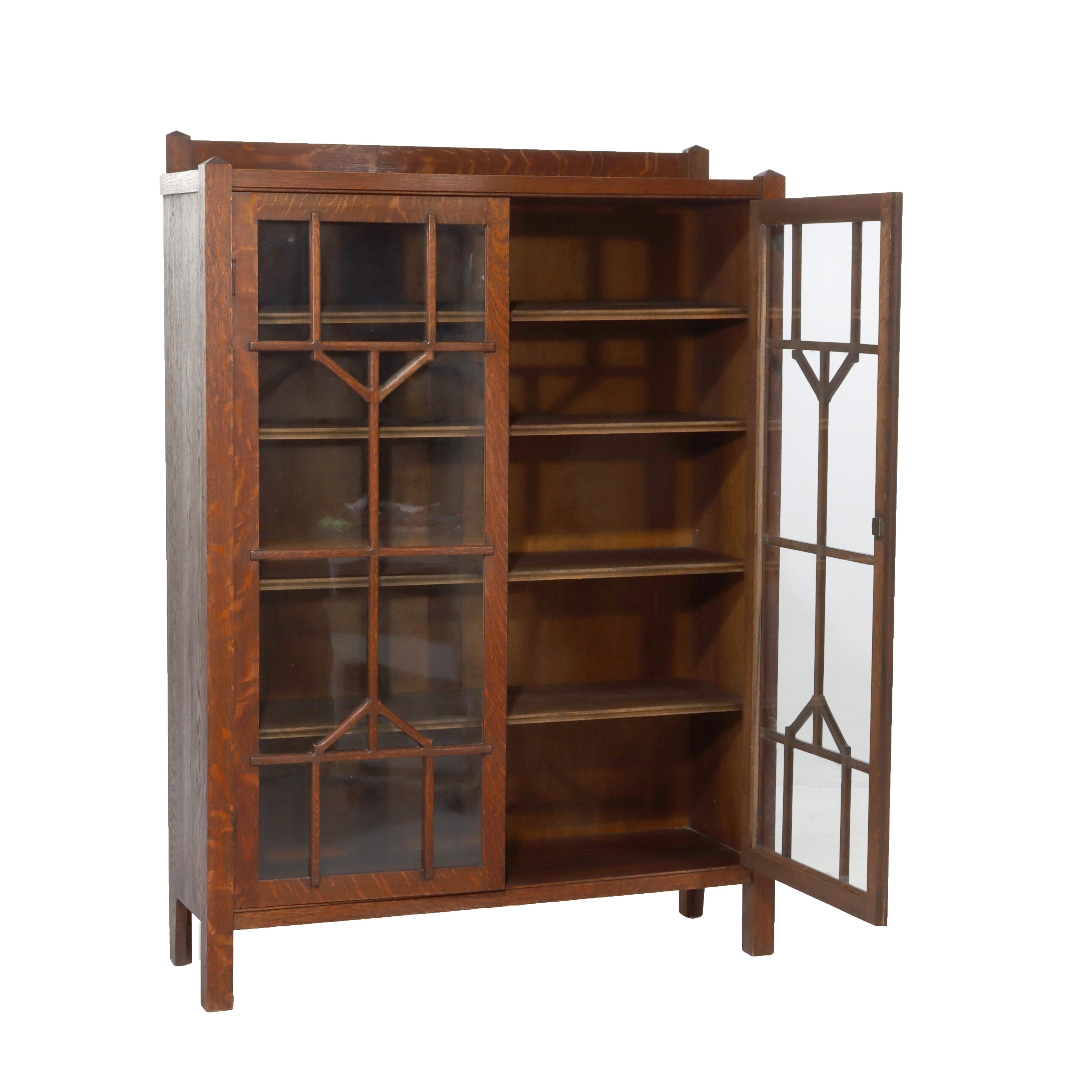 Ancienne bibliothèque à deux portes en Oak Arts & Crafts C1920 en vente 10