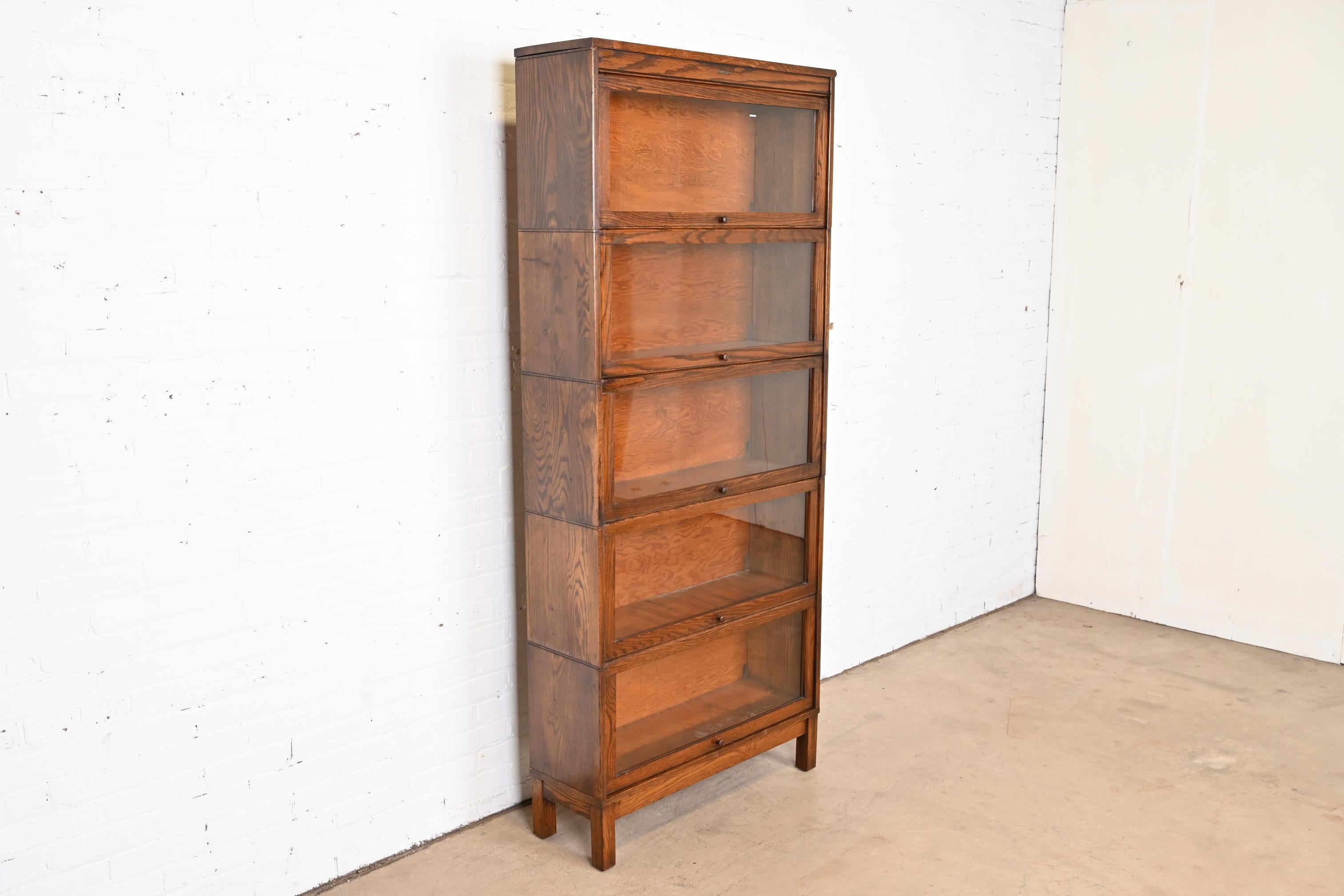 Arts and Crafts Antique Arts & Crafts Oak Five-Stack Barrister Bookcase by Lundstrom, Circa 1920 For Sale