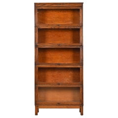 Antique Arts & Crafts Oak Five-Stack Barrister Bookcase by Lundstrom, Circa 1920