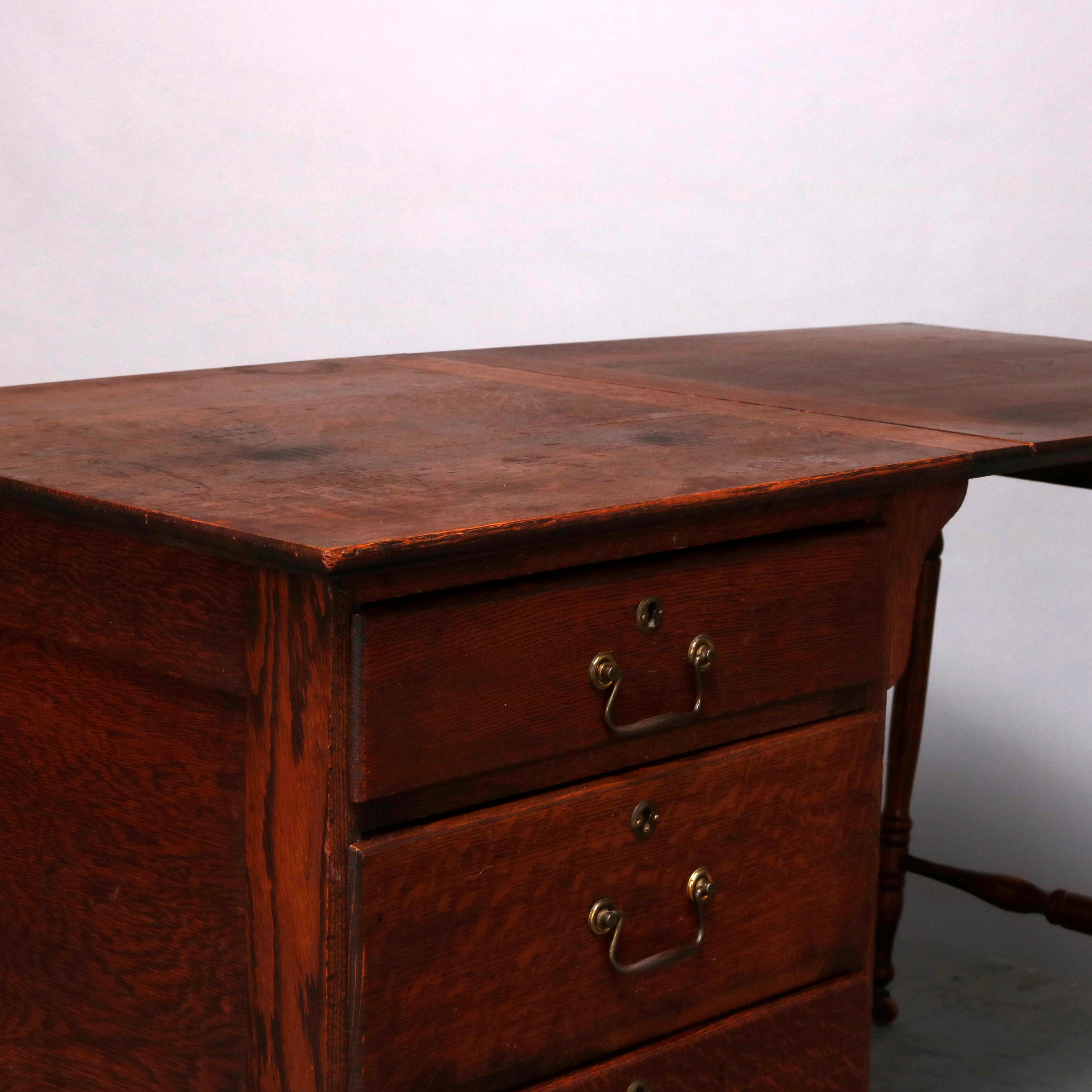 Antique Arts & Crafts Oak Folding Work Table by Larkin, circa 1910 2