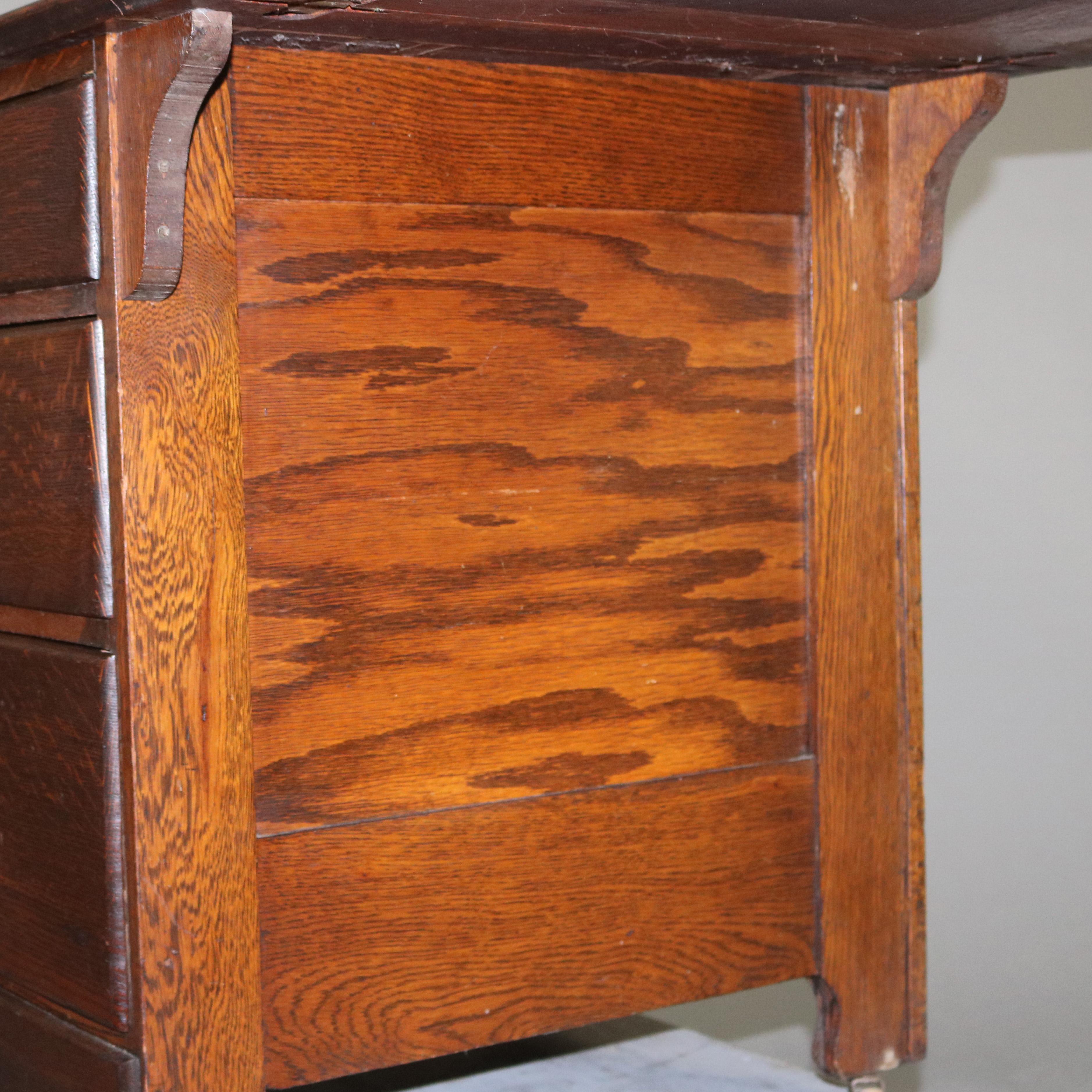 Antique Arts & Crafts Oak Folding Work Table by Larkin, circa 1910 6