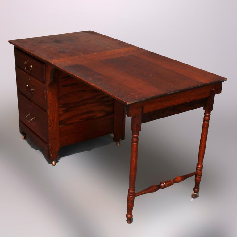 Antique Arts and Crafts Oak Folding Work Table by Larkin, circa 1910 at