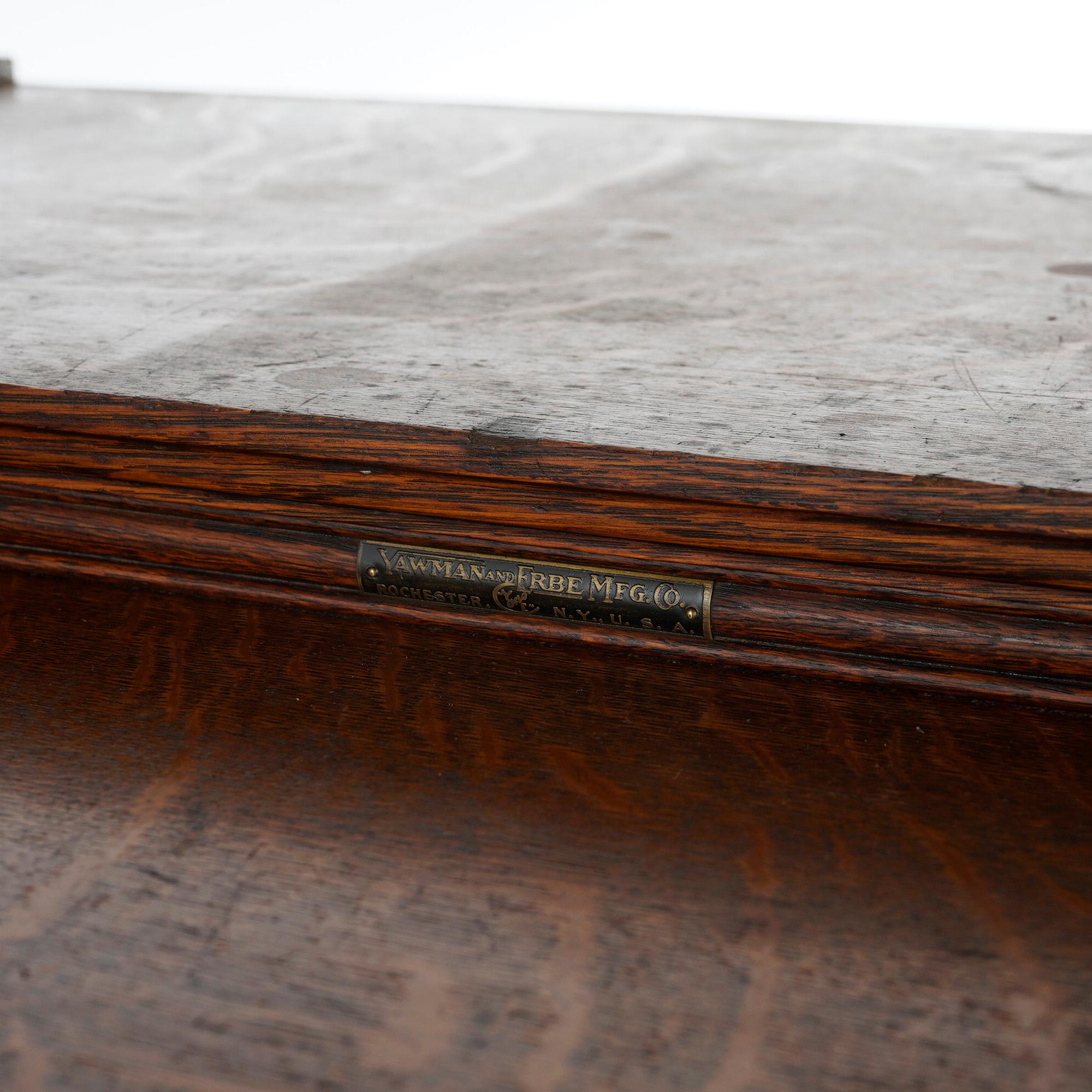Antique Arts & Crafts Oak Four-Drawer Stack File Cabinet Circa 1910 7