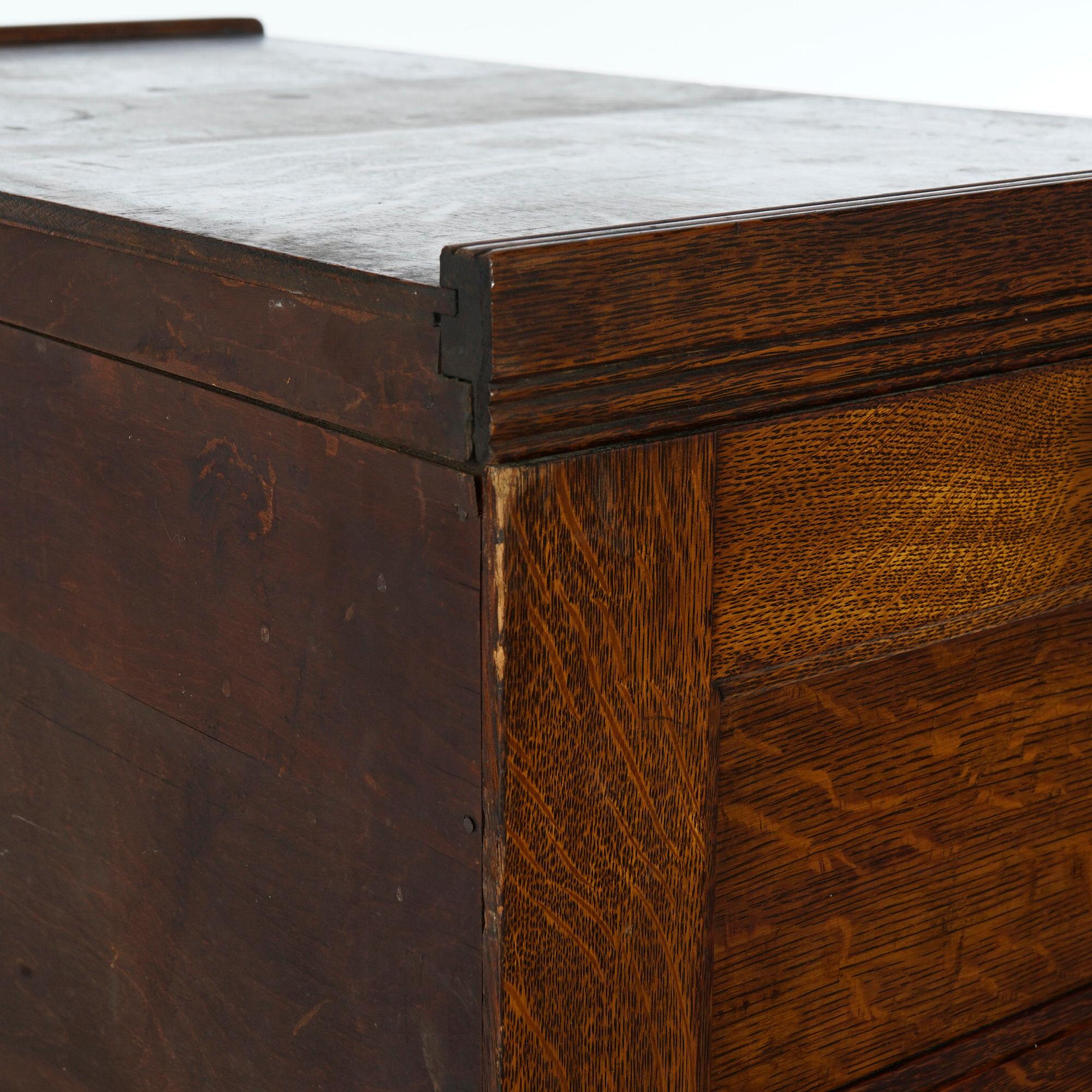 Antique Arts & Crafts Oak Four-Drawer Stack File Cabinet Circa 1910 10