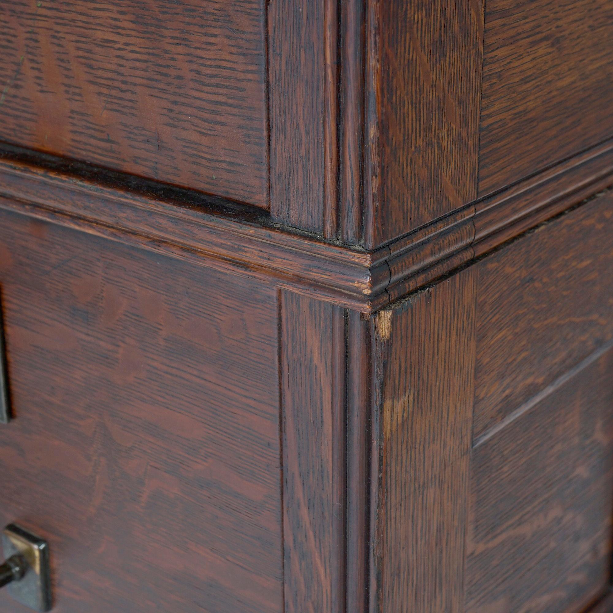 Antique Arts & Crafts Oak Four-Drawer Stack File Cabinet Circa 1910 12