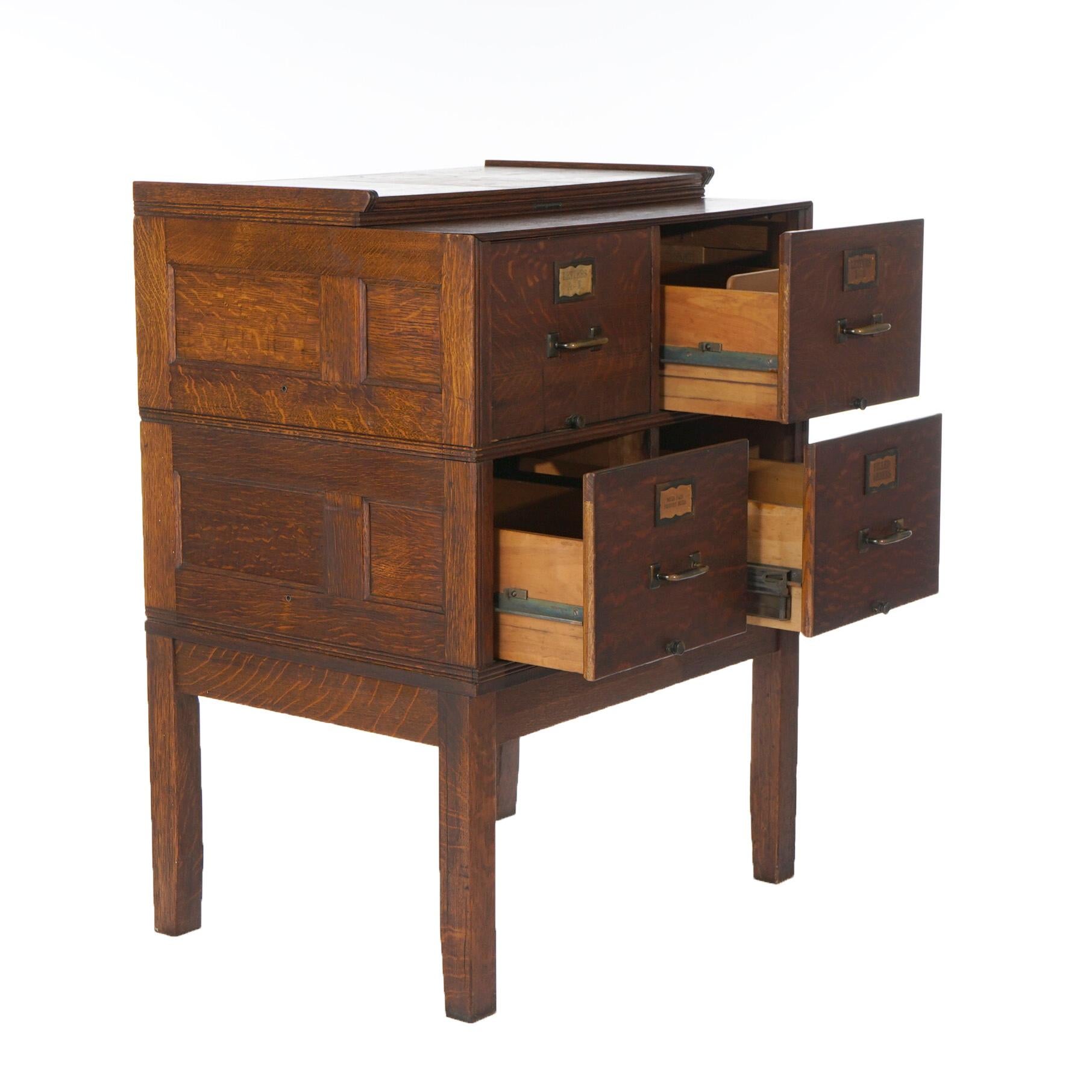 Arts and Crafts Antique Arts & Crafts Oak Four-Drawer Stack File Cabinet Circa 1910