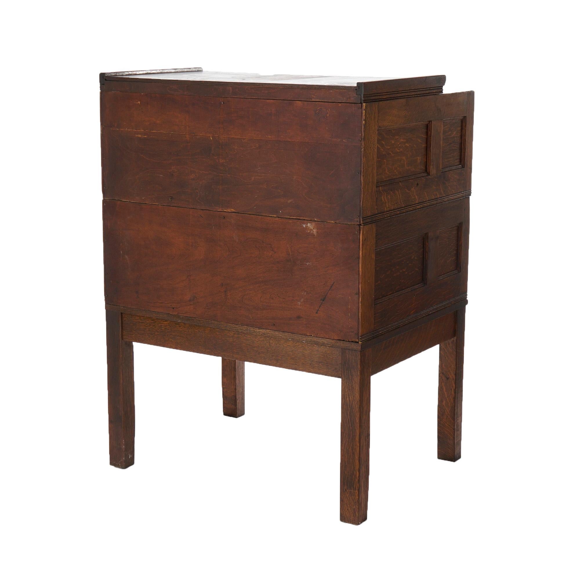 Antique Arts & Crafts Oak Four-Drawer Stack File Cabinet Circa 1910 1