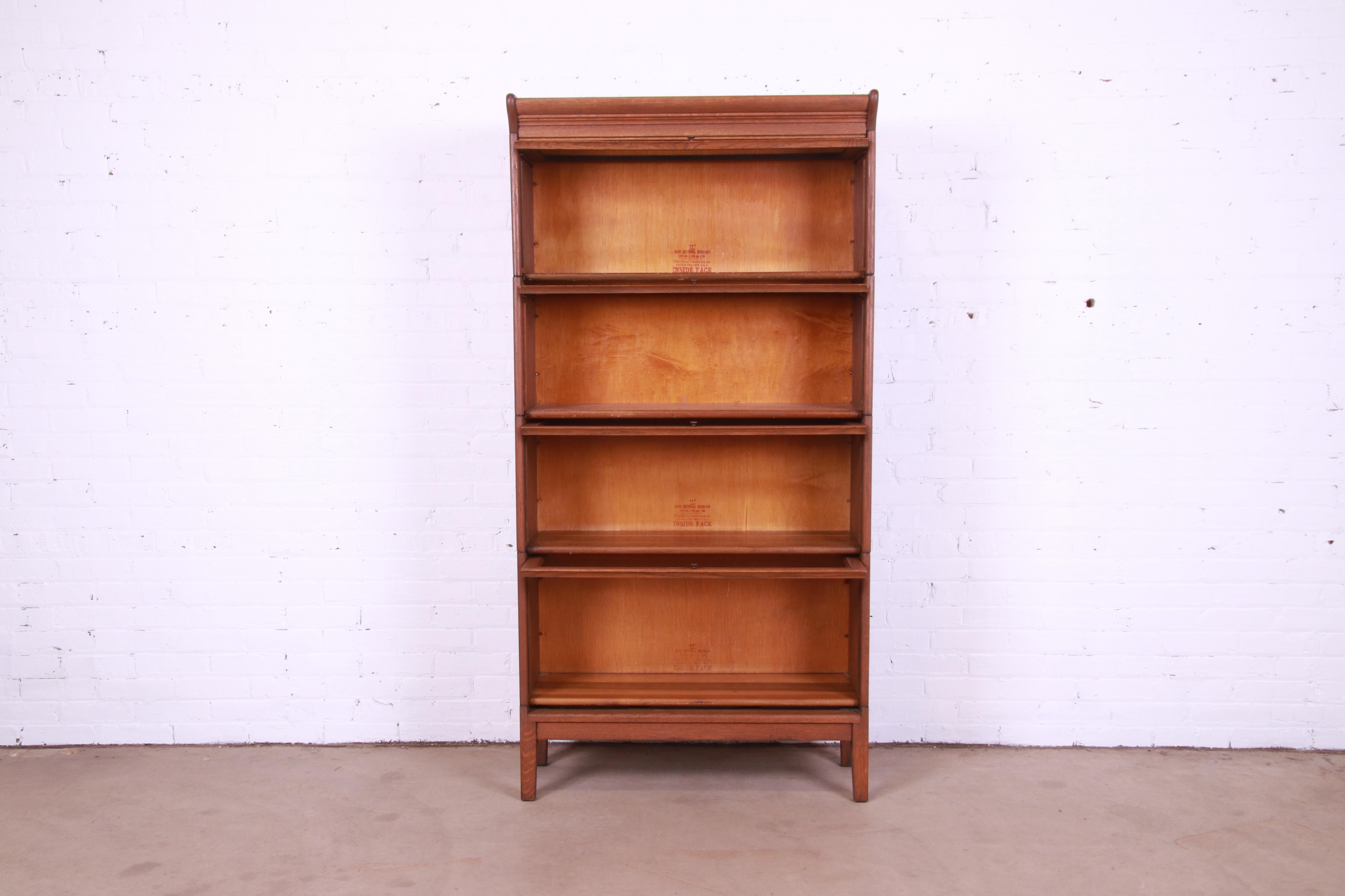 Antique Arts & Crafts Oak Four-Stack Barrister Bookcase by Gunn Furniture, 1920s 4
