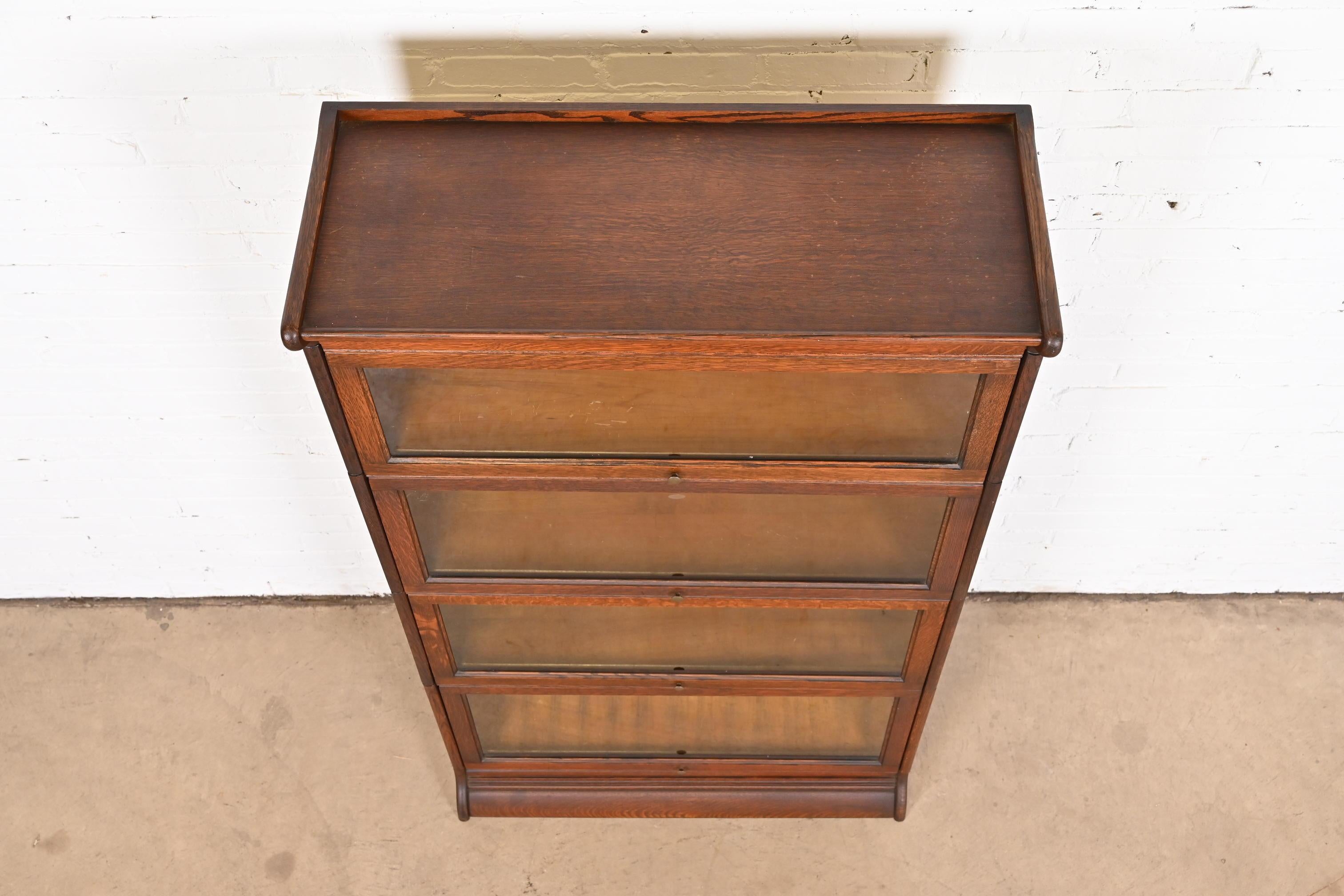 Antique Arts & Crafts Oak Four-Stack Barrister Bookcase by Gunn Furniture, 1920s 1