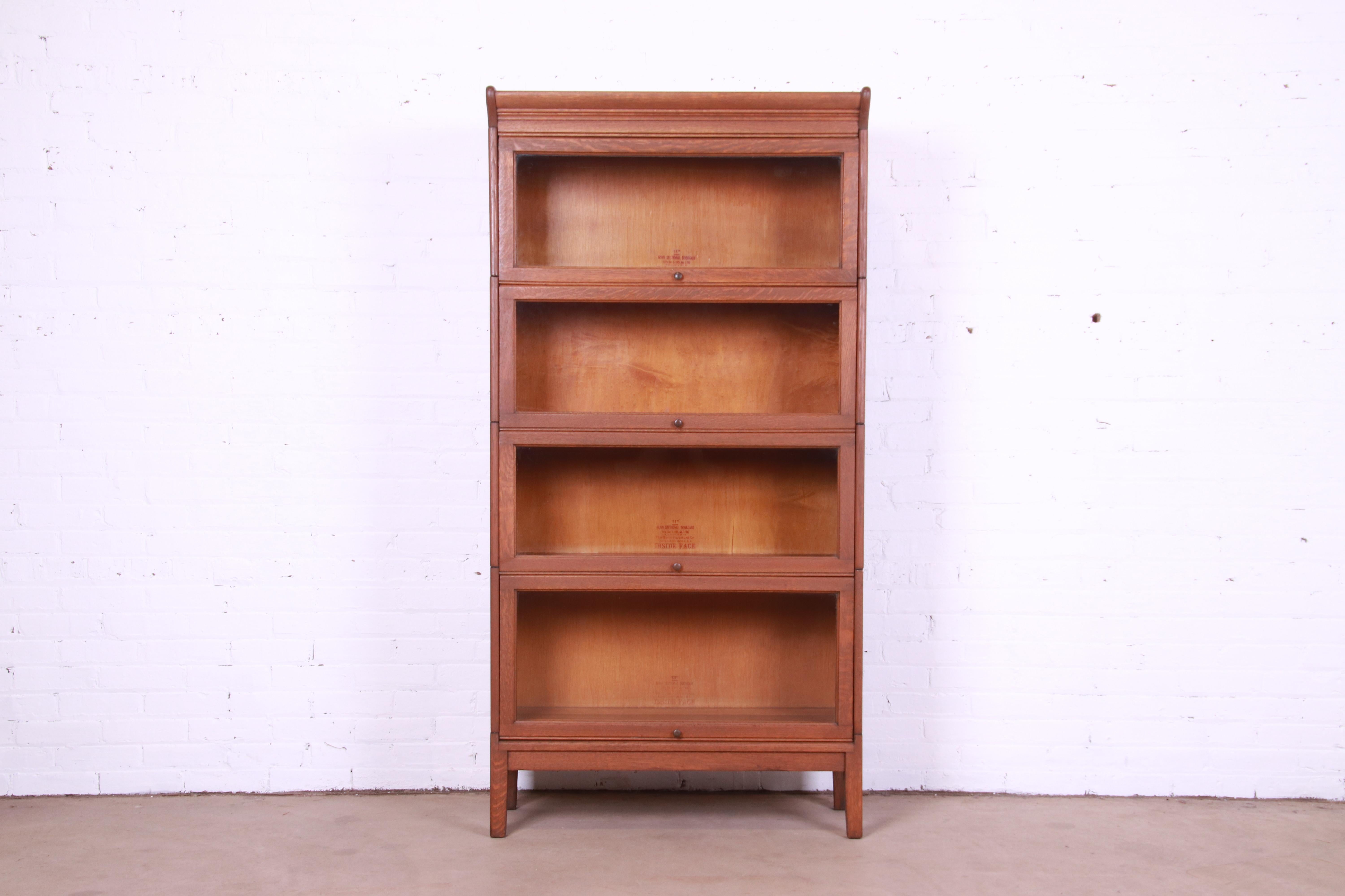 Arts and Crafts Antique Arts & Crafts Oak Four-Stack Barrister Bookcase by Gunn Furniture, 1920s