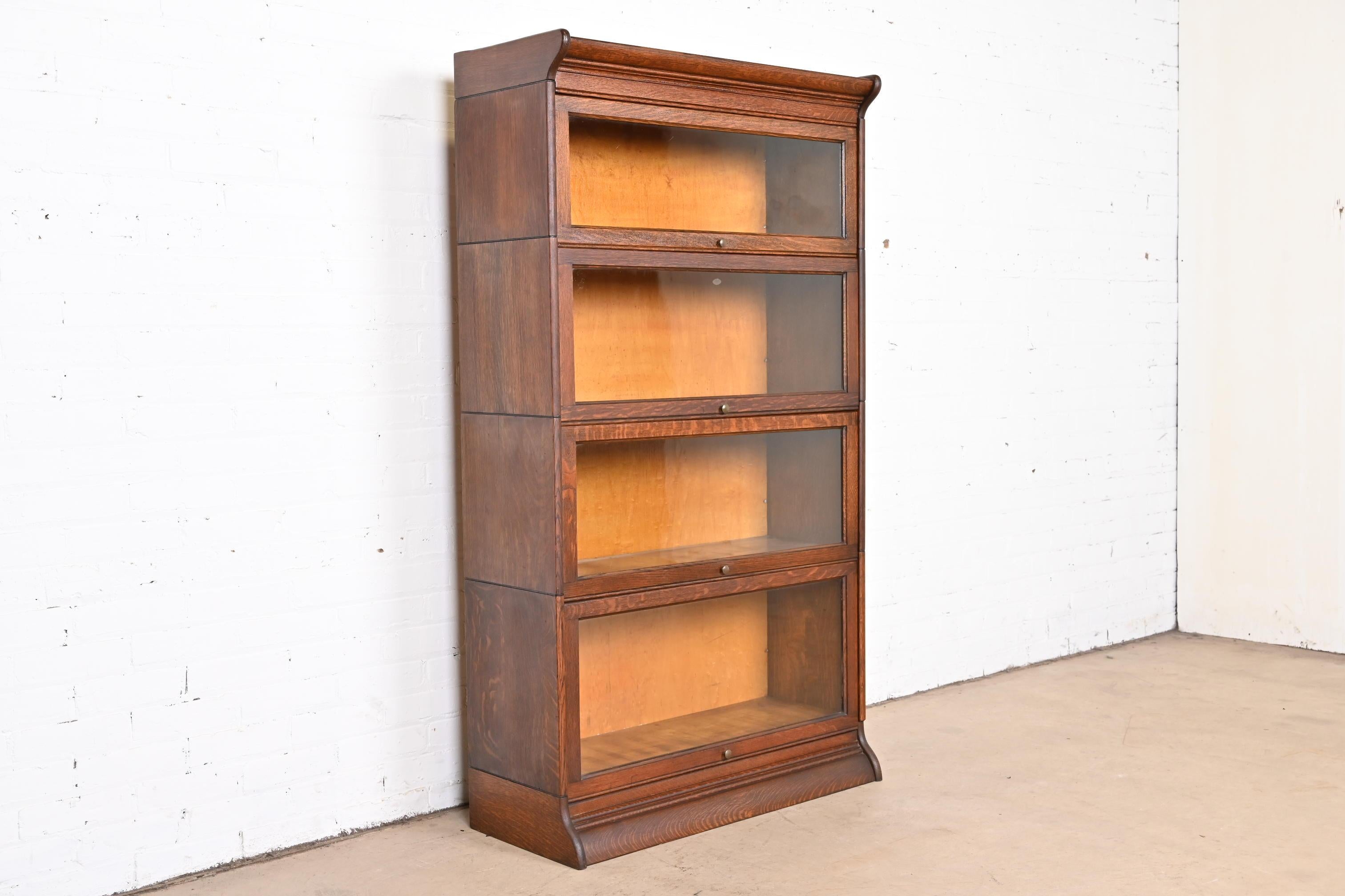 Arts and Crafts Antique Arts & Crafts Oak Four-Stack Barrister Bookcase by Gunn Furniture, 1920s For Sale
