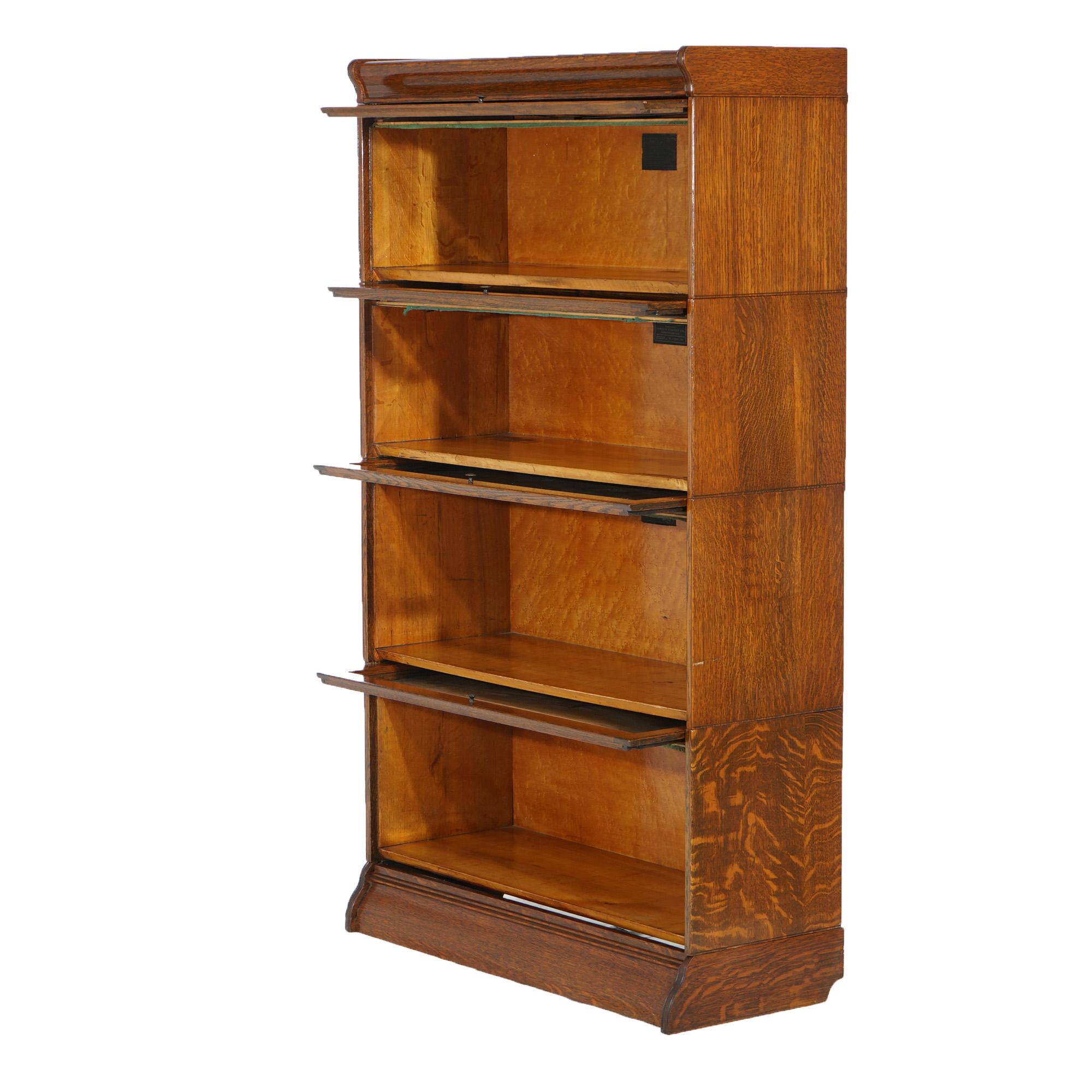 Antique Arts & Crafts Oak Four Stack Barrister Bookcase by Hale, circa 1910 In Good Condition For Sale In Big Flats, NY