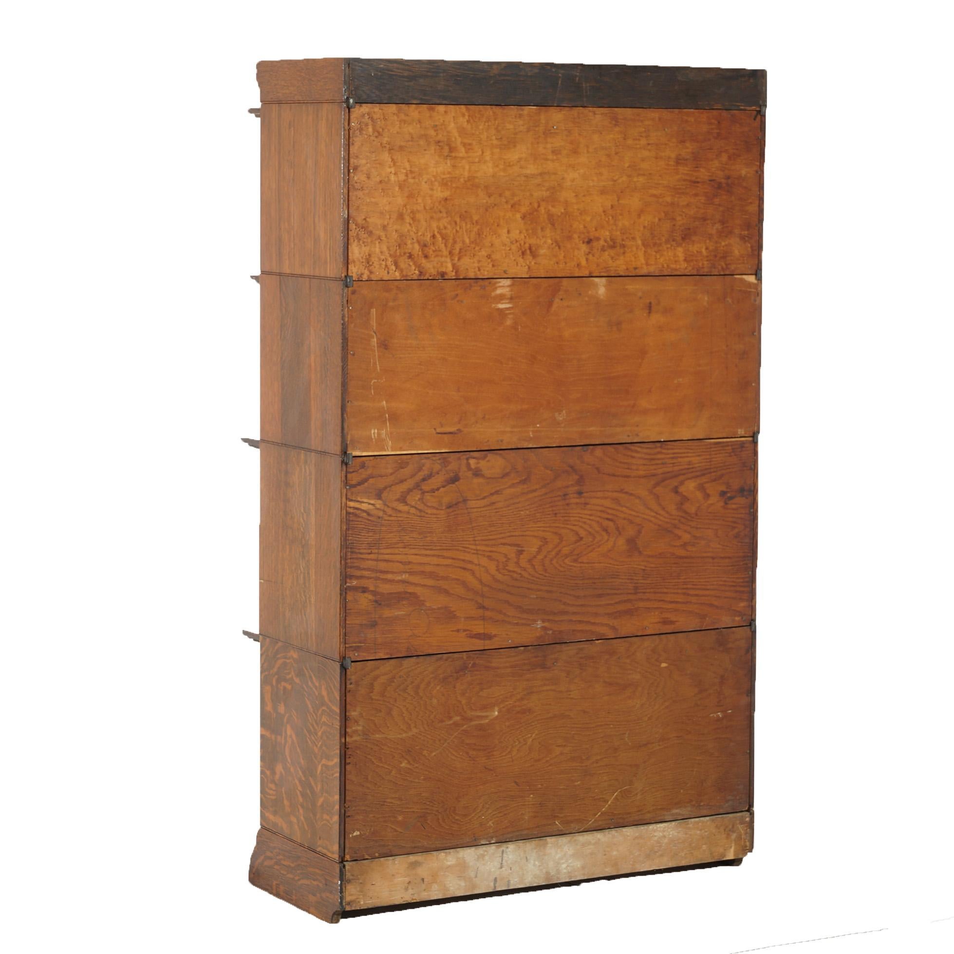 American Antique Arts & Crafts Oak Four Stack Barrister Bookcase by Hale, circa 1910 For Sale