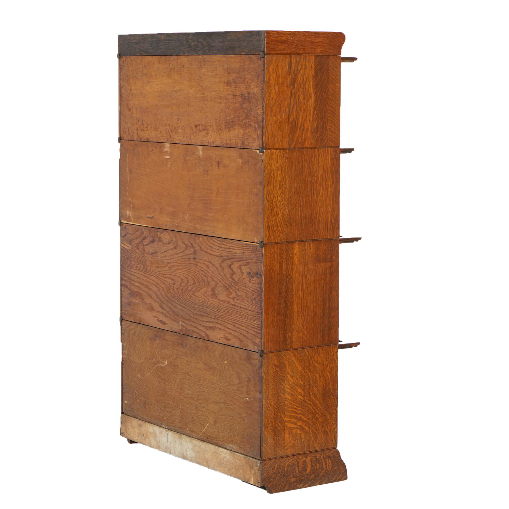 Glass Antique Arts & Crafts Oak Four Stack Barrister Bookcase by Hale, circa 1910 For Sale