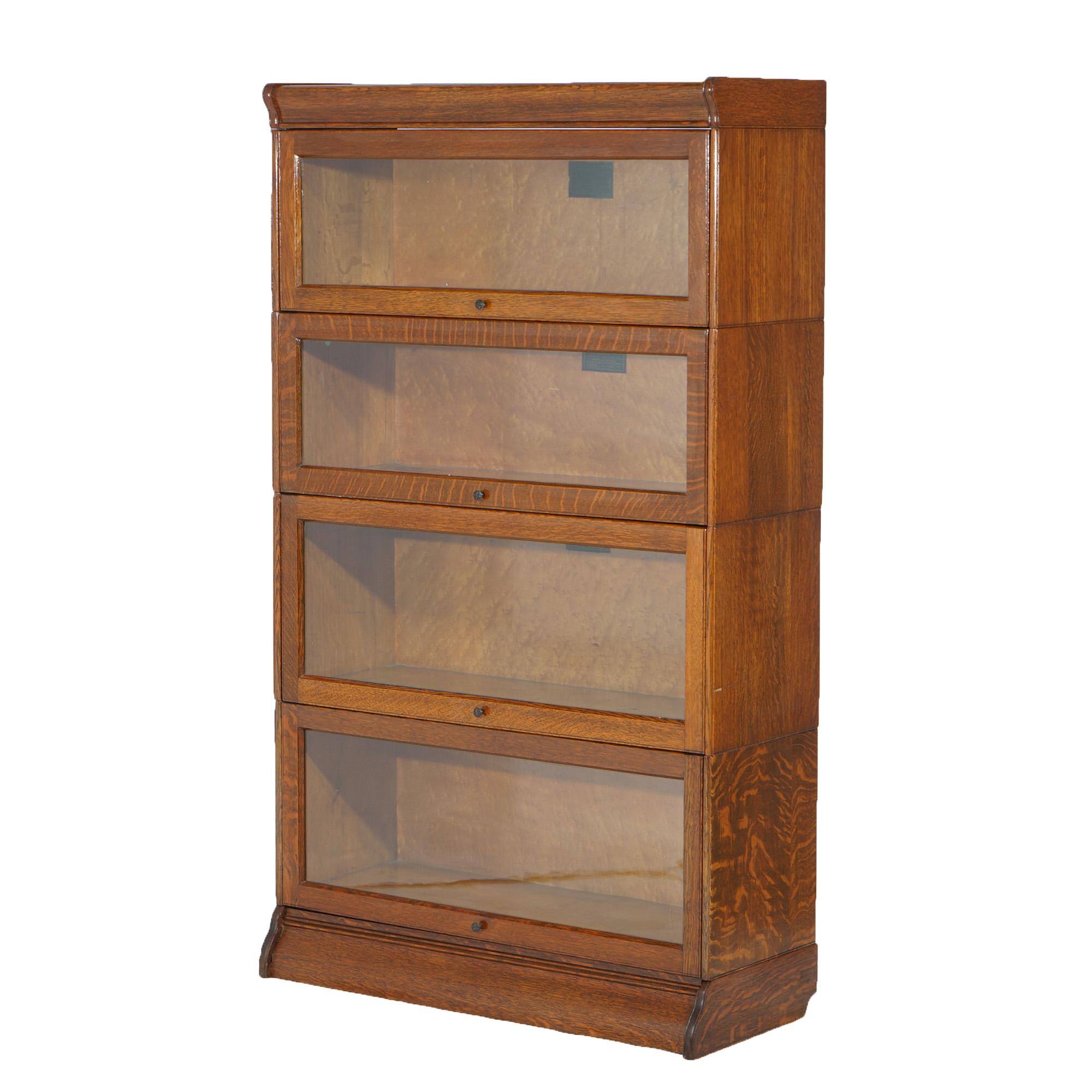 Antique Arts & Crafts Oak Four Stack Barrister Bookcase by Hale, circa 1910 For Sale