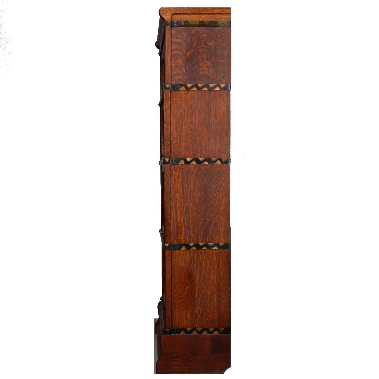 Arts and Crafts Antique Arts & Crafts Oak Four-Stack Barrister Bookcase by Macey, 20th Century