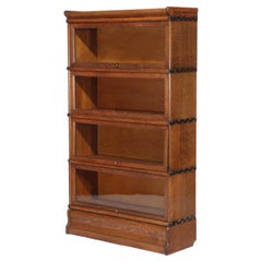 Antique Arts & Crafts Oak Four Stack Barrister Bookcase C1920