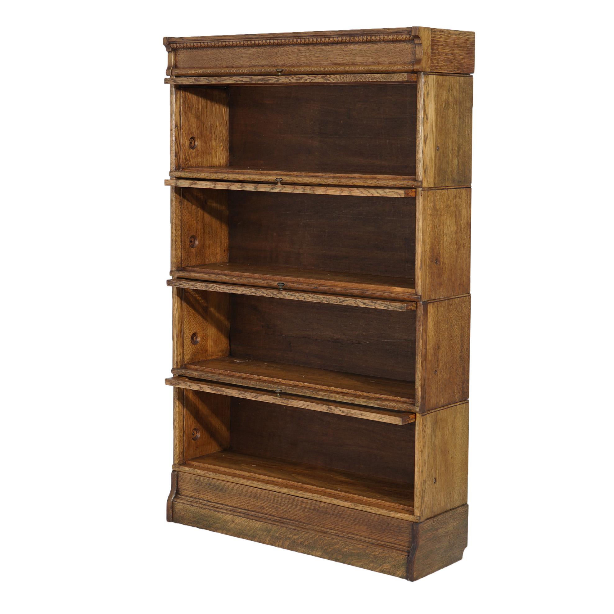 Antique Arts & Crafts Oak Four Stack Barrister Bookcase Circa 1910 For Sale 8