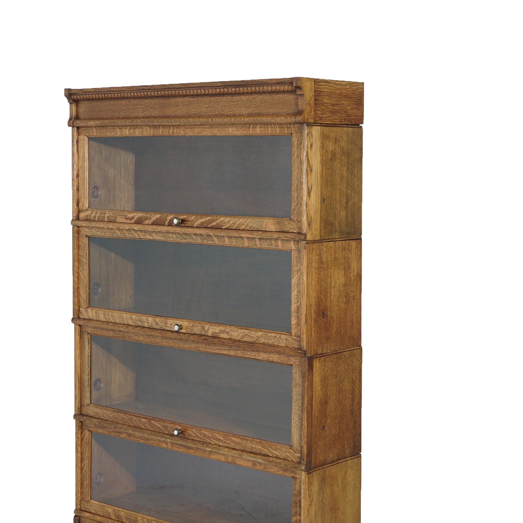 20th Century Antique Arts & Crafts Oak Four Stack Barrister Bookcase Circa 1910 For Sale