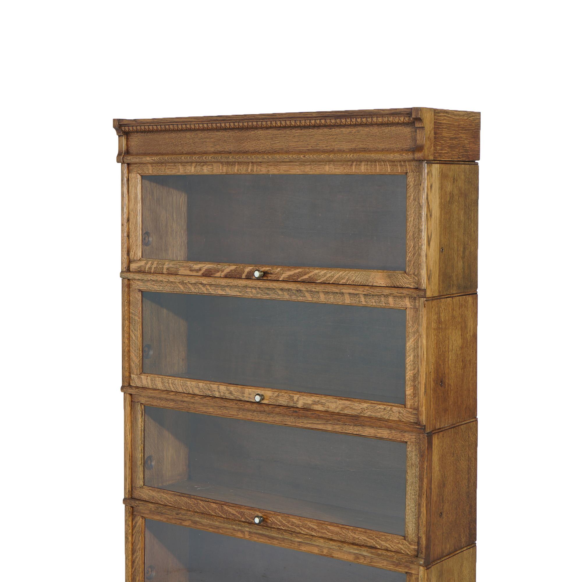Antique Arts & Crafts Oak Four Stack Barrister Bookcase Circa 1910 For Sale 1