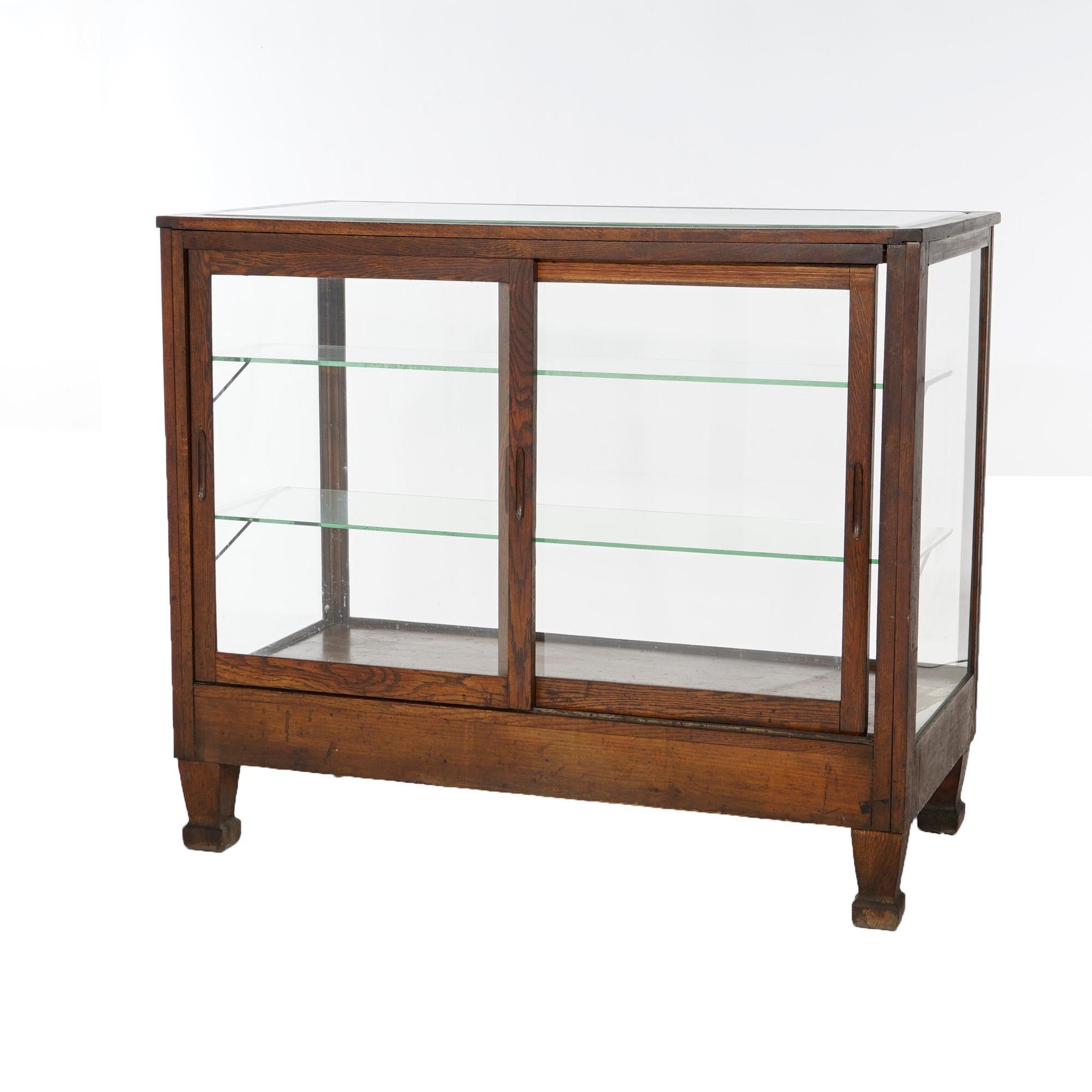 American Antique Arts & Crafts Oak & Glass Country Store Counter Display Showcase, c1900