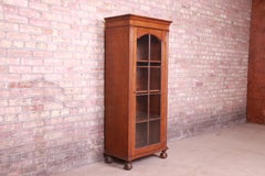 Antique Arts & Crafts Oak Glass Front Bookcase, Circa 1900
