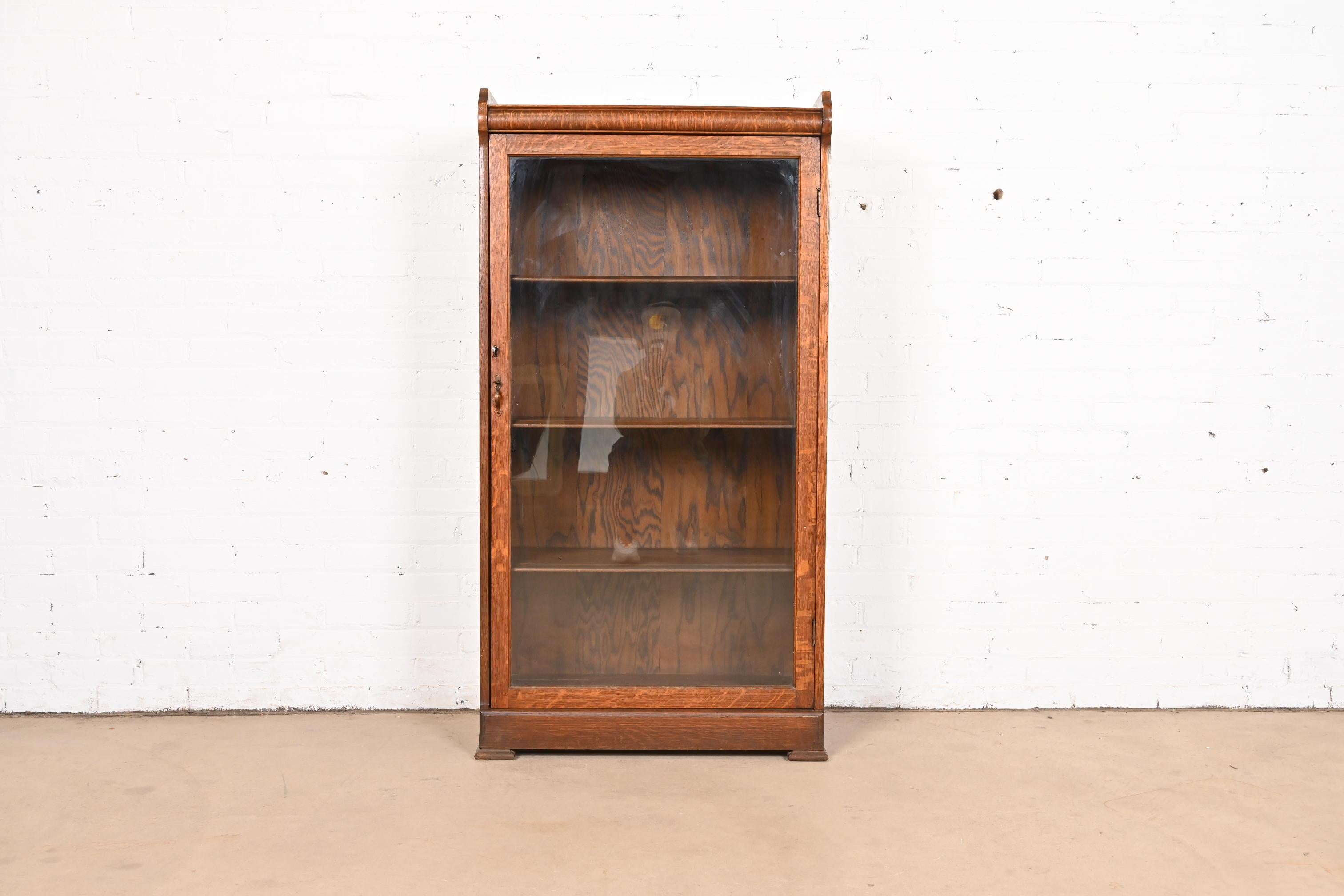 Arts and Crafts Antique Arts & Crafts Oak Glass Front Bookcase, Circa 1900 For Sale