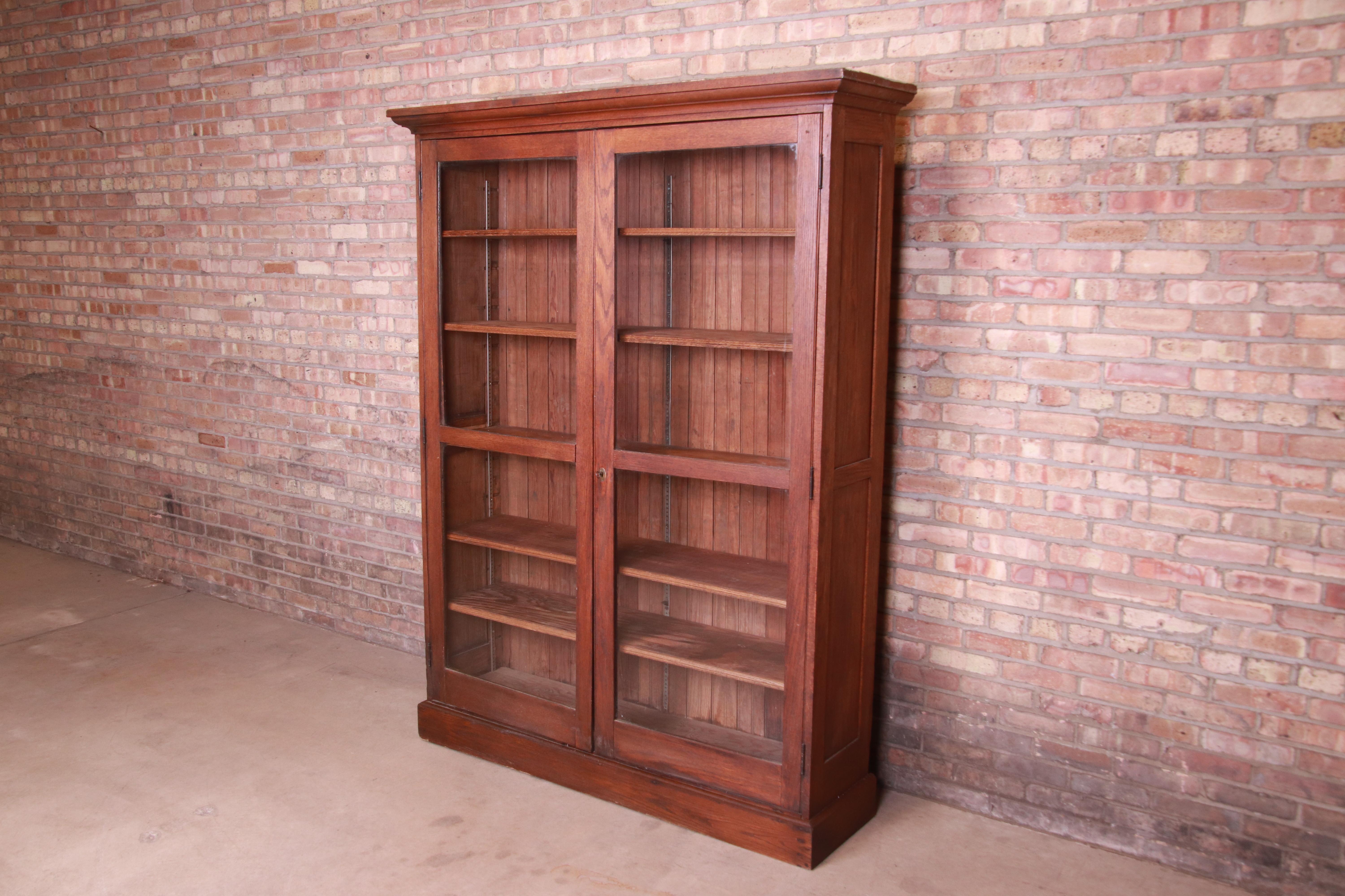 Antique Arts and Crafts Oak Glass Front Bookcase, Circa 1900 at 1stDibs antique glass front