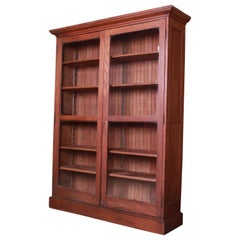 Antique Arts & Crafts Oak Glass Front Bookcase, Circa 1900