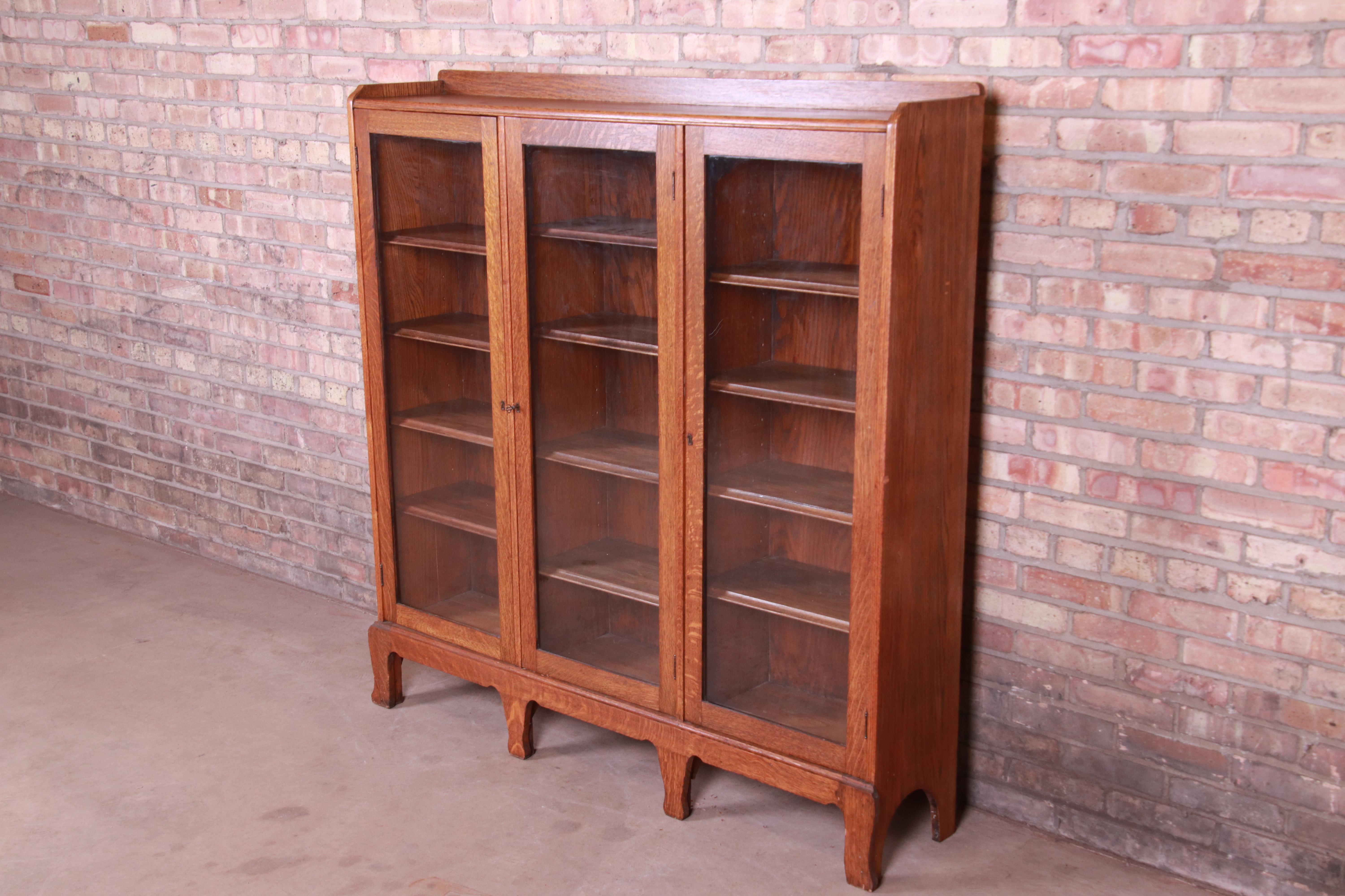 antique oak glass front bookcase