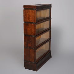 Antique Arts & Crafts Oak Globe Wernicke 4 Stack Barrister Bookcase, circa 1920