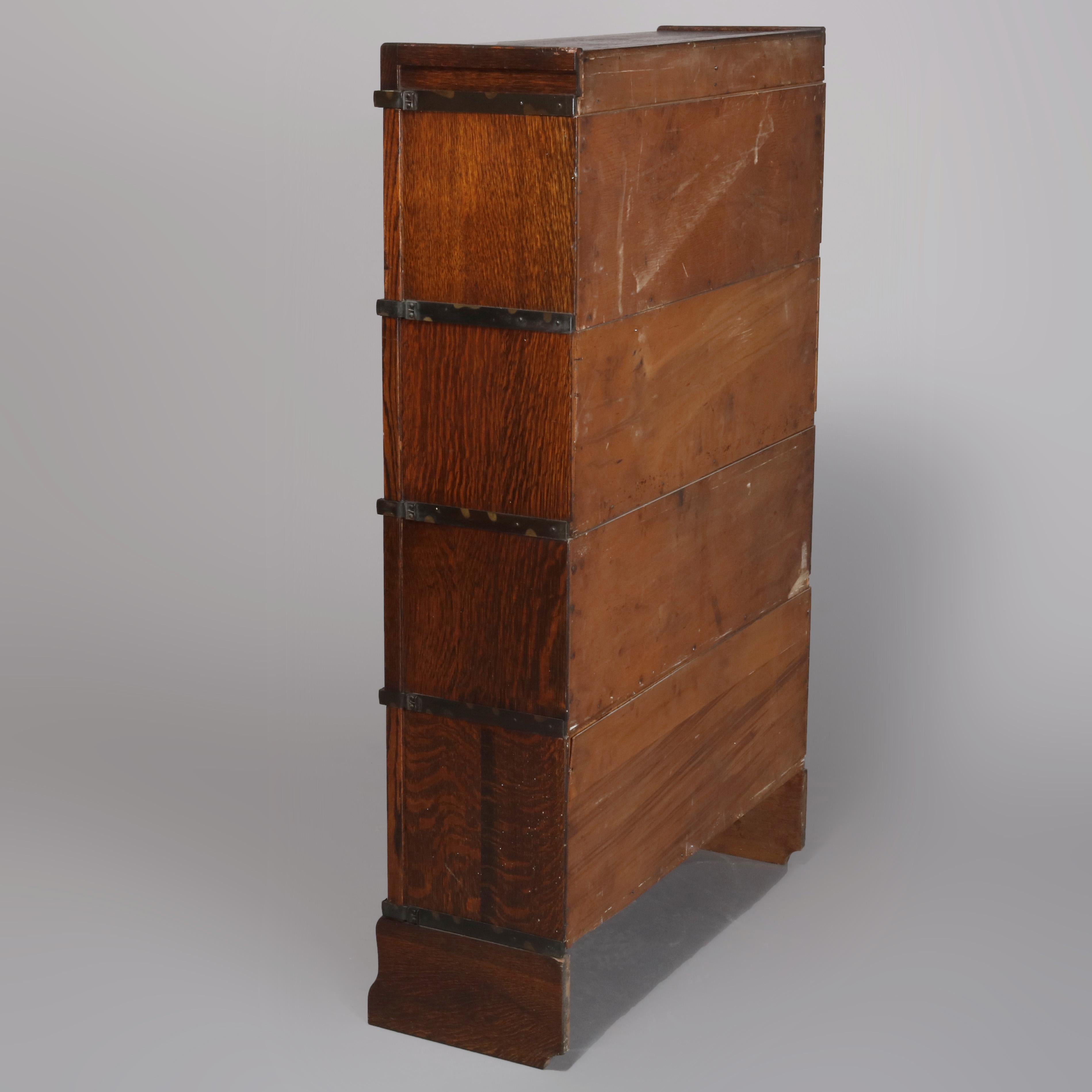 20th Century Antique Arts & Crafts Oak Globe Wernicke 4 Stack Barrister Bookcase, circa 1920