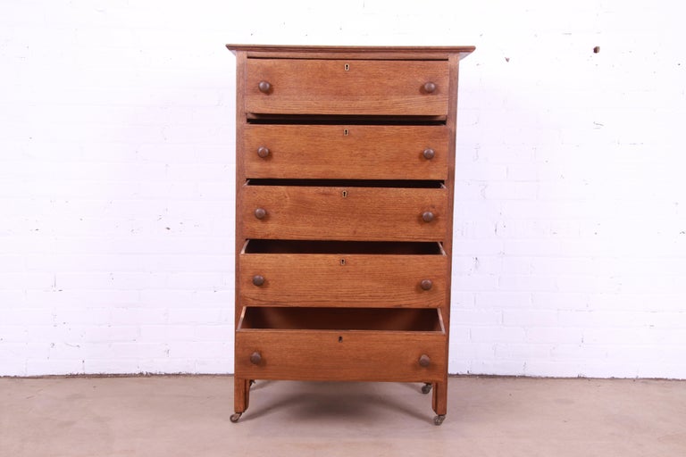 Antique Arts and Crafts Oak Highboy Dresser, Circa 1900 at 1stDibs