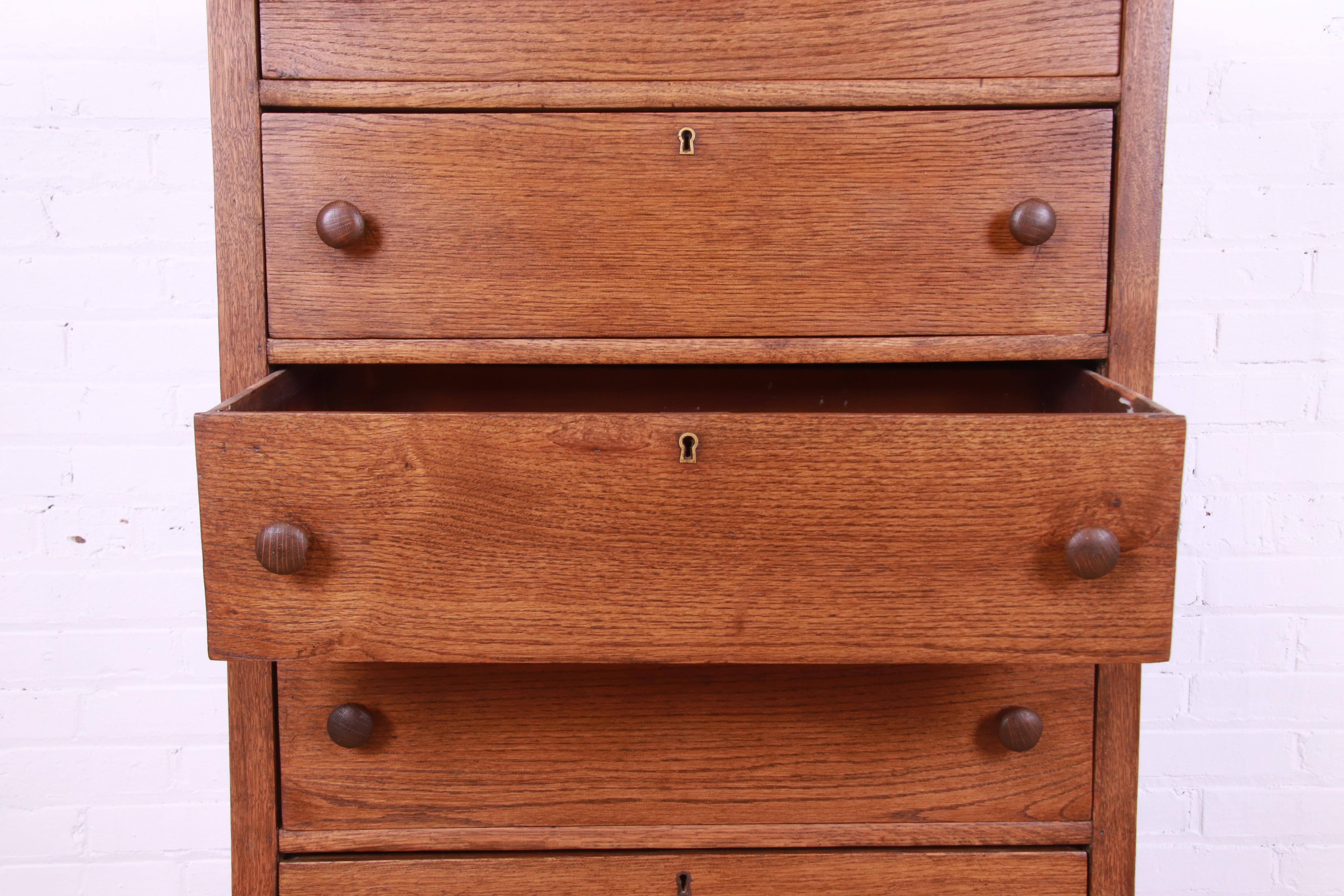 Antique Arts & Crafts Oak Highboy Dresser, Circa 1900 2