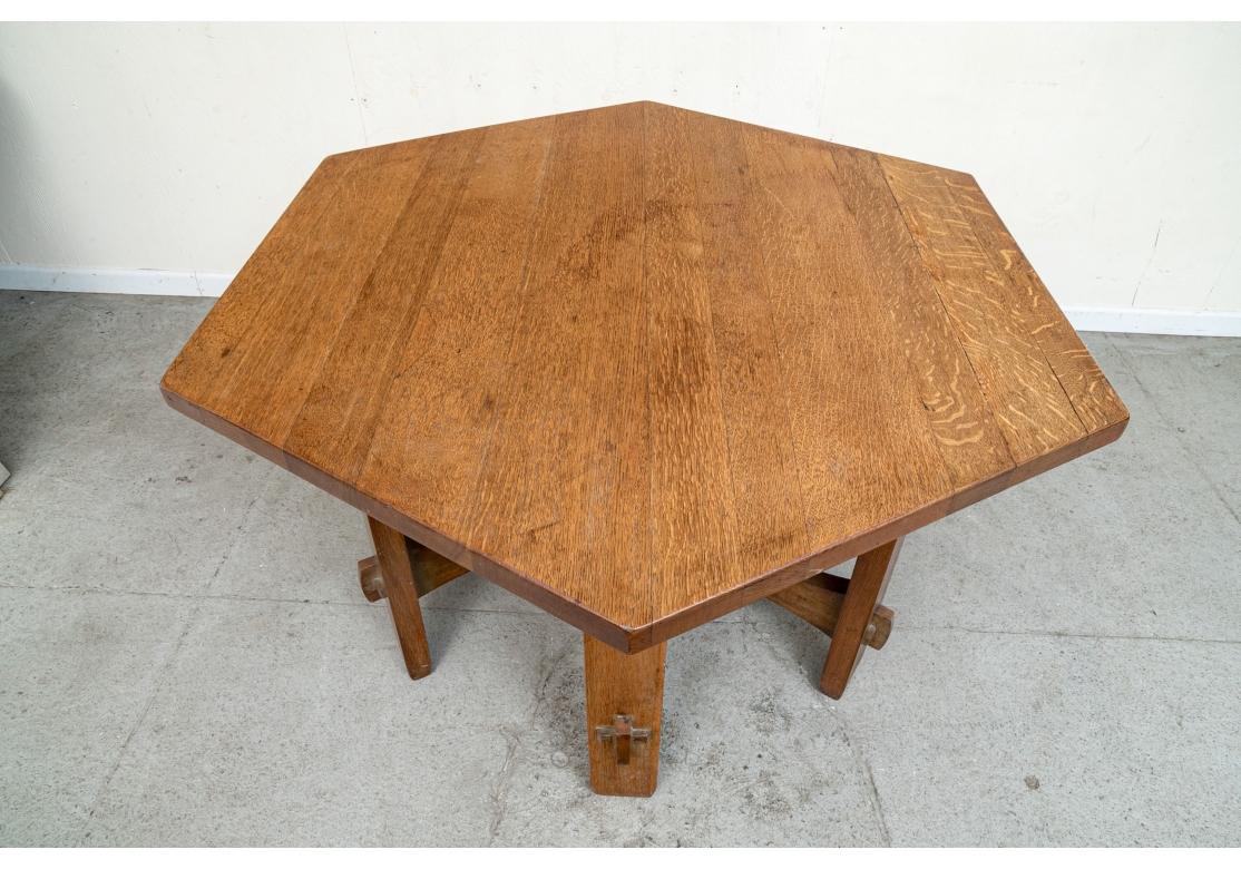 Arts and Crafts Antique Arts & Crafts Oak L&JG Stickley Onondaga Shop Octagonal Table C 1910 For Sale