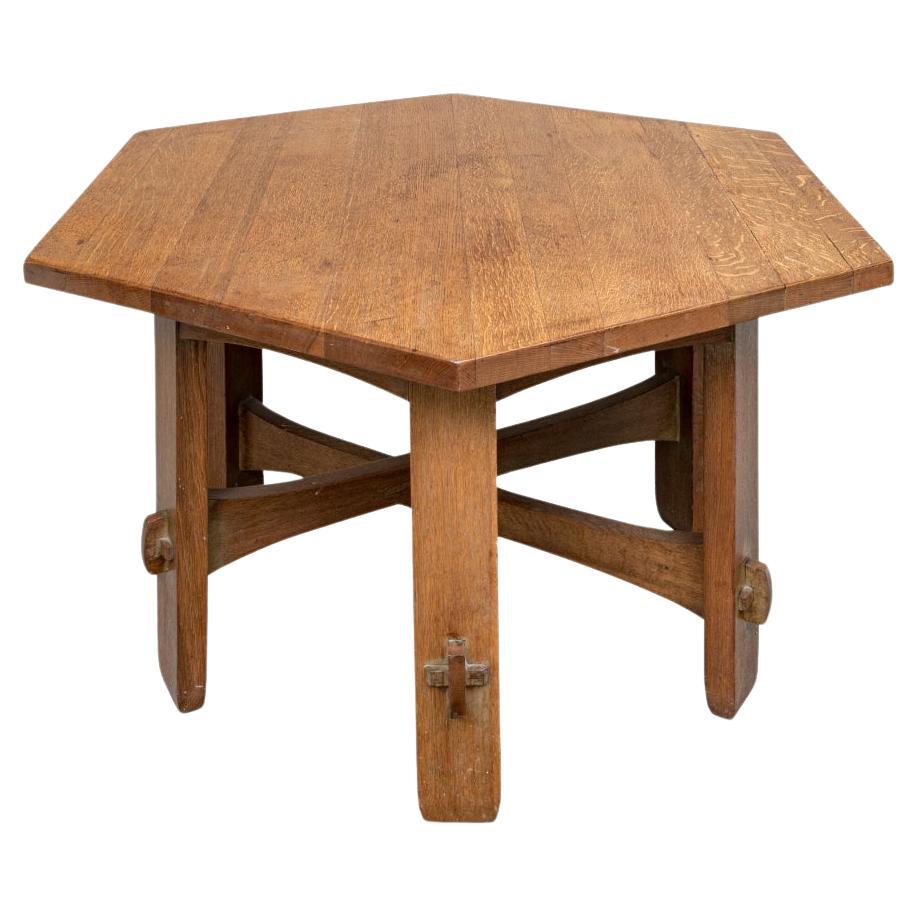 Antiker achteckiger Arts and Crafts-Tisch aus Eiche L&JG Stickley Onondaga Shop, um 1910 im Angebot