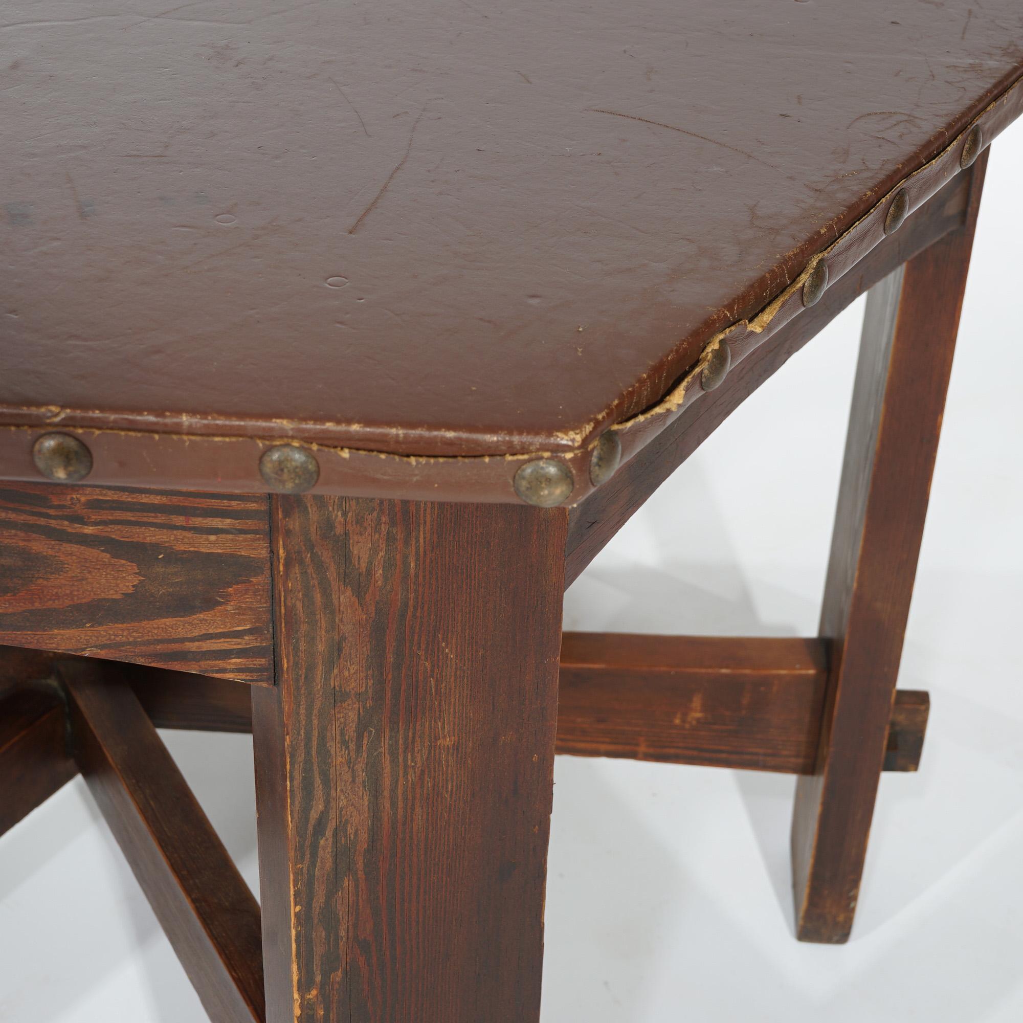 Antique Arts & Crafts Chestnut L&JG Stickley Onondaga Shop Octagonal Table C1910 1
