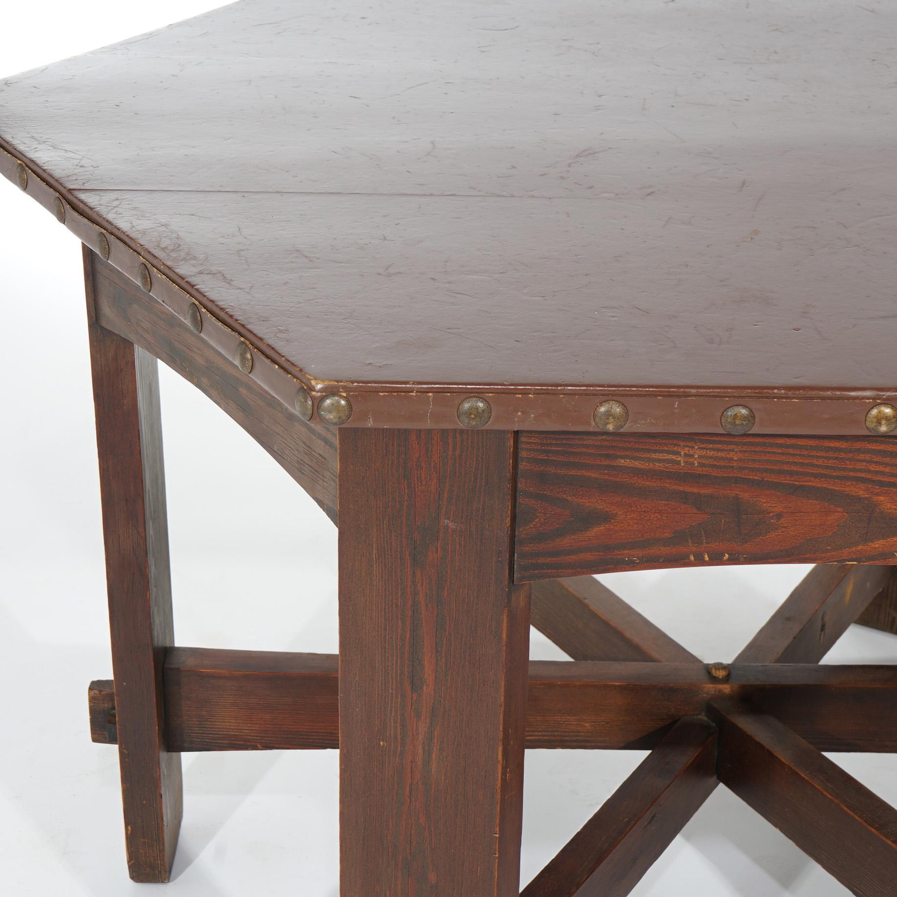 Antique Arts & Crafts Chestnut L&JG Stickley Onondaga Shop Octagonal Table C1910 3