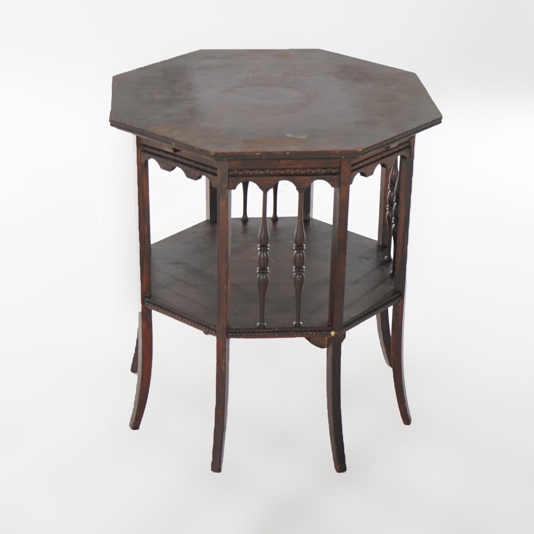 Arts and Crafts Antique Arts & Crafts Oak Octagonal Side Table Circa 1910 For Sale