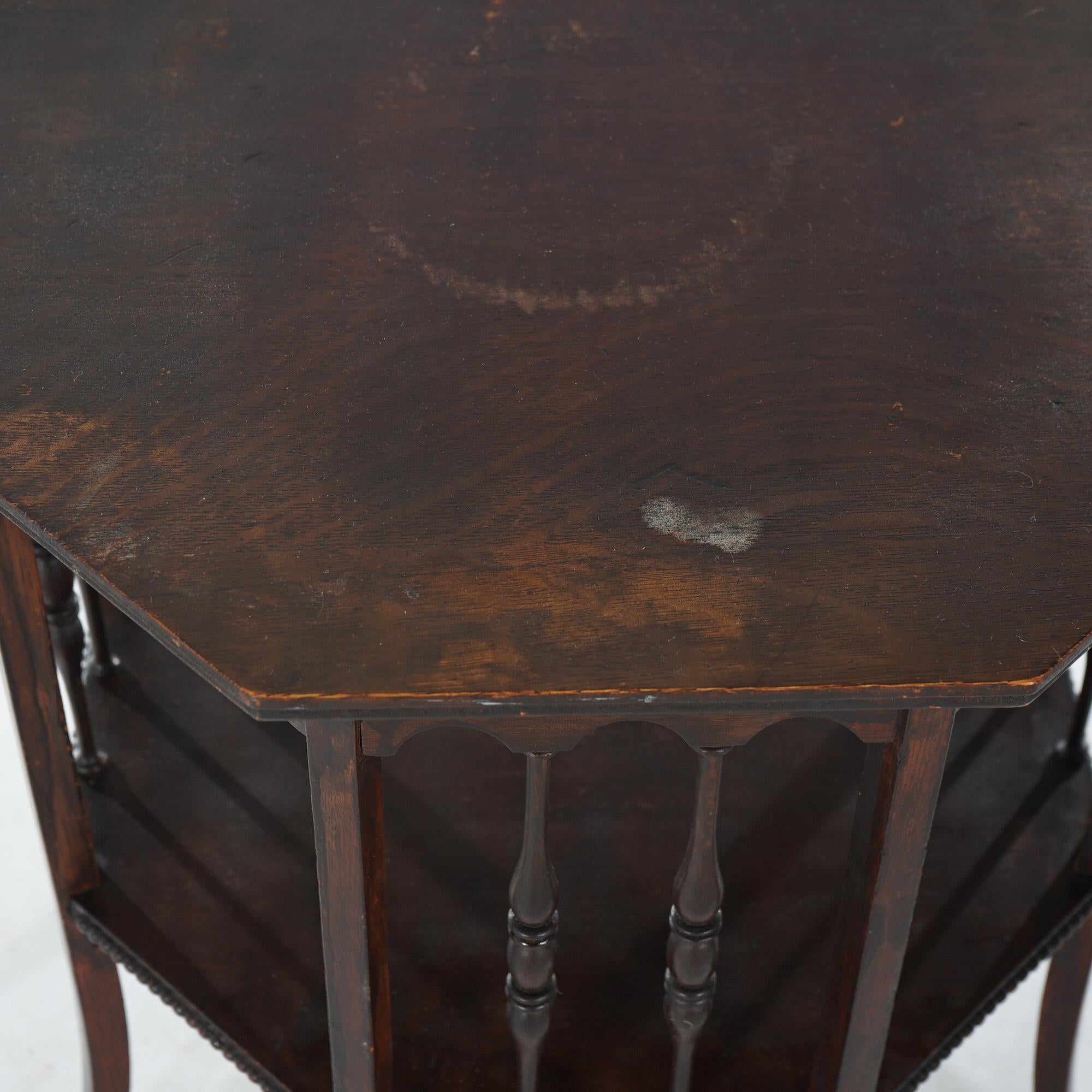 Antique Arts & Crafts Oak Octagonal Side Table Circa 1910 For Sale 2