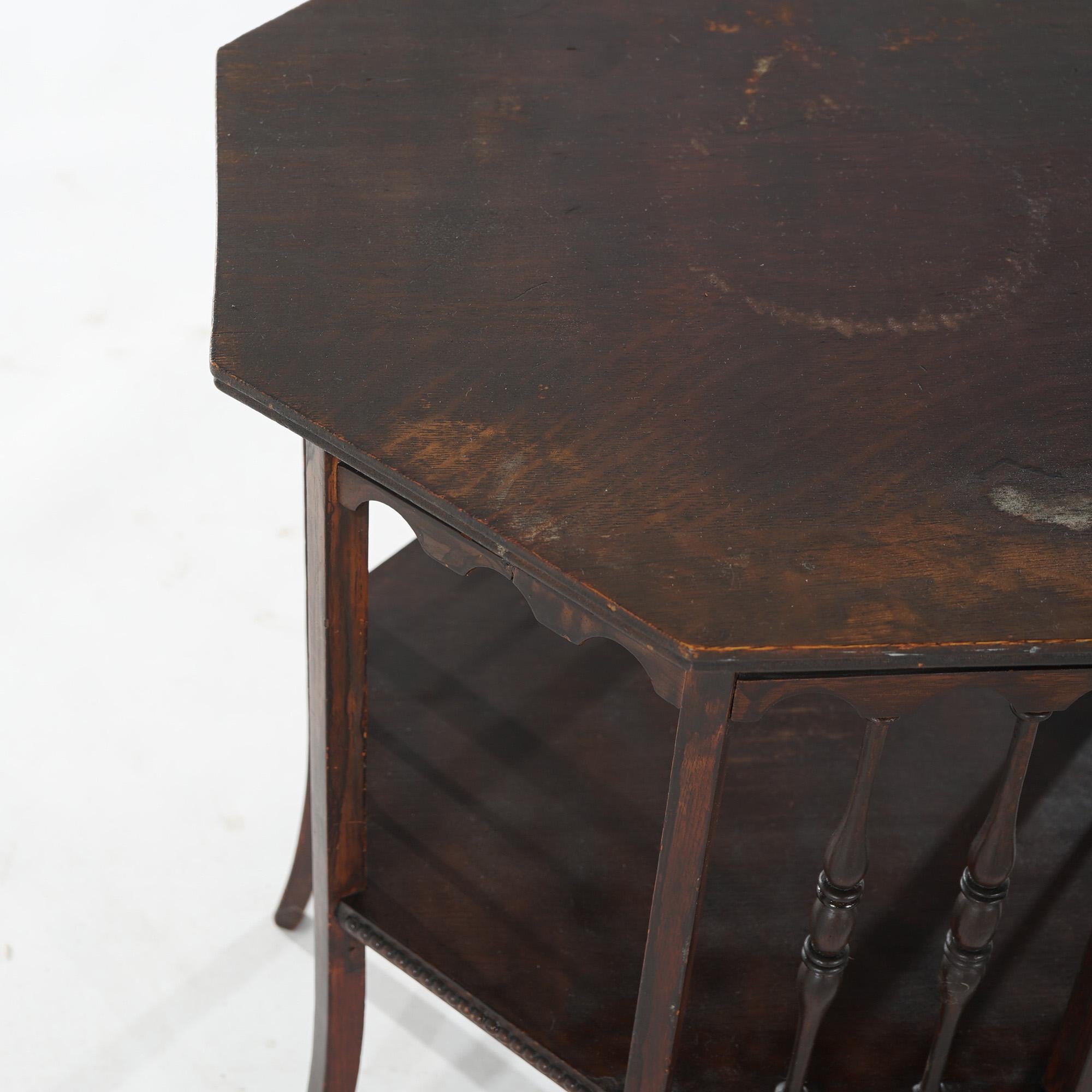 Antique Arts & Crafts Oak Octagonal Side Table Circa 1910 For Sale 3