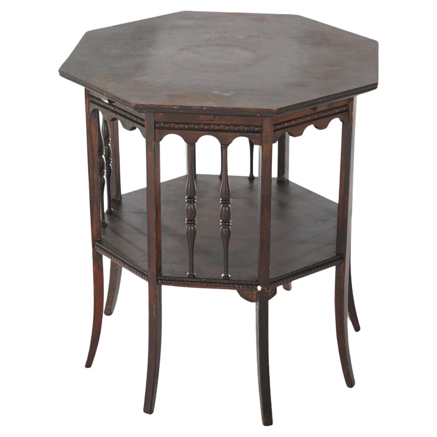 Antique Arts & Crafts Oak Octagonal Side Table Circa 1910