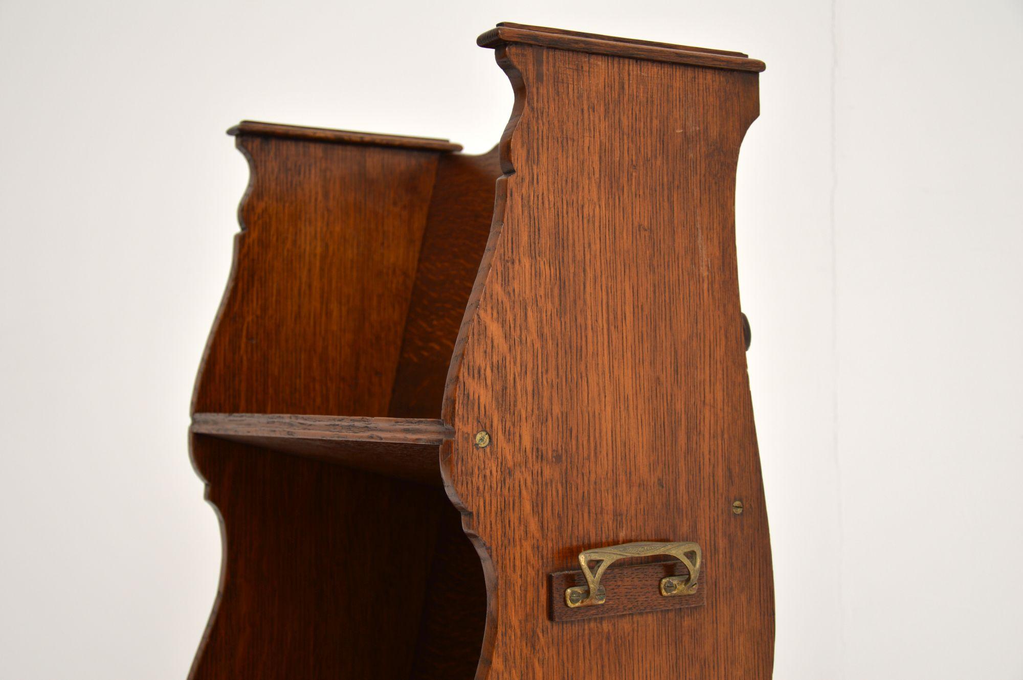 Late 19th Century Antique Arts & Crafts Oak Open Bookcase