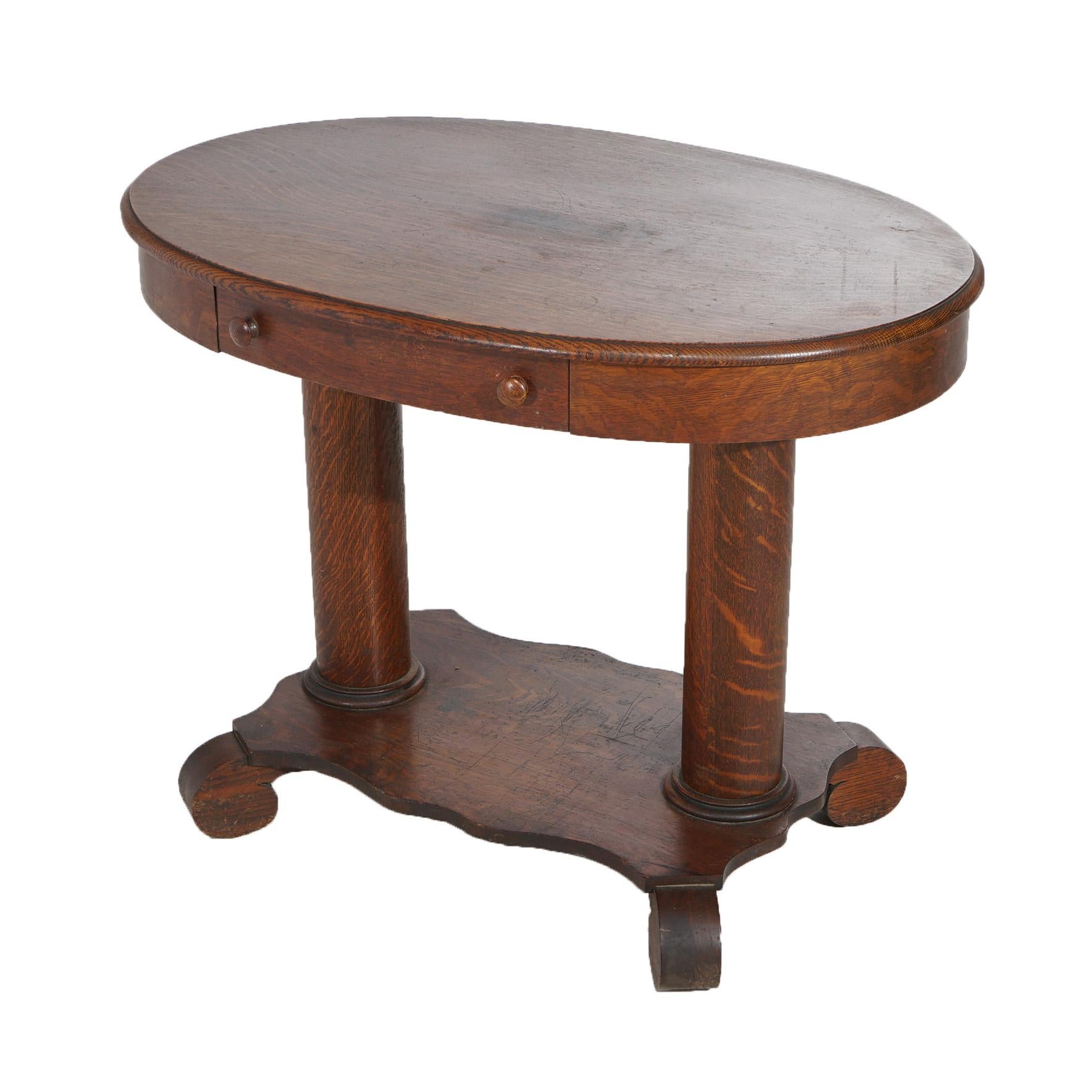 antique oval library table