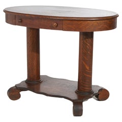 Antique Arts & Crafts Oak Oval Library Table Circa 1910