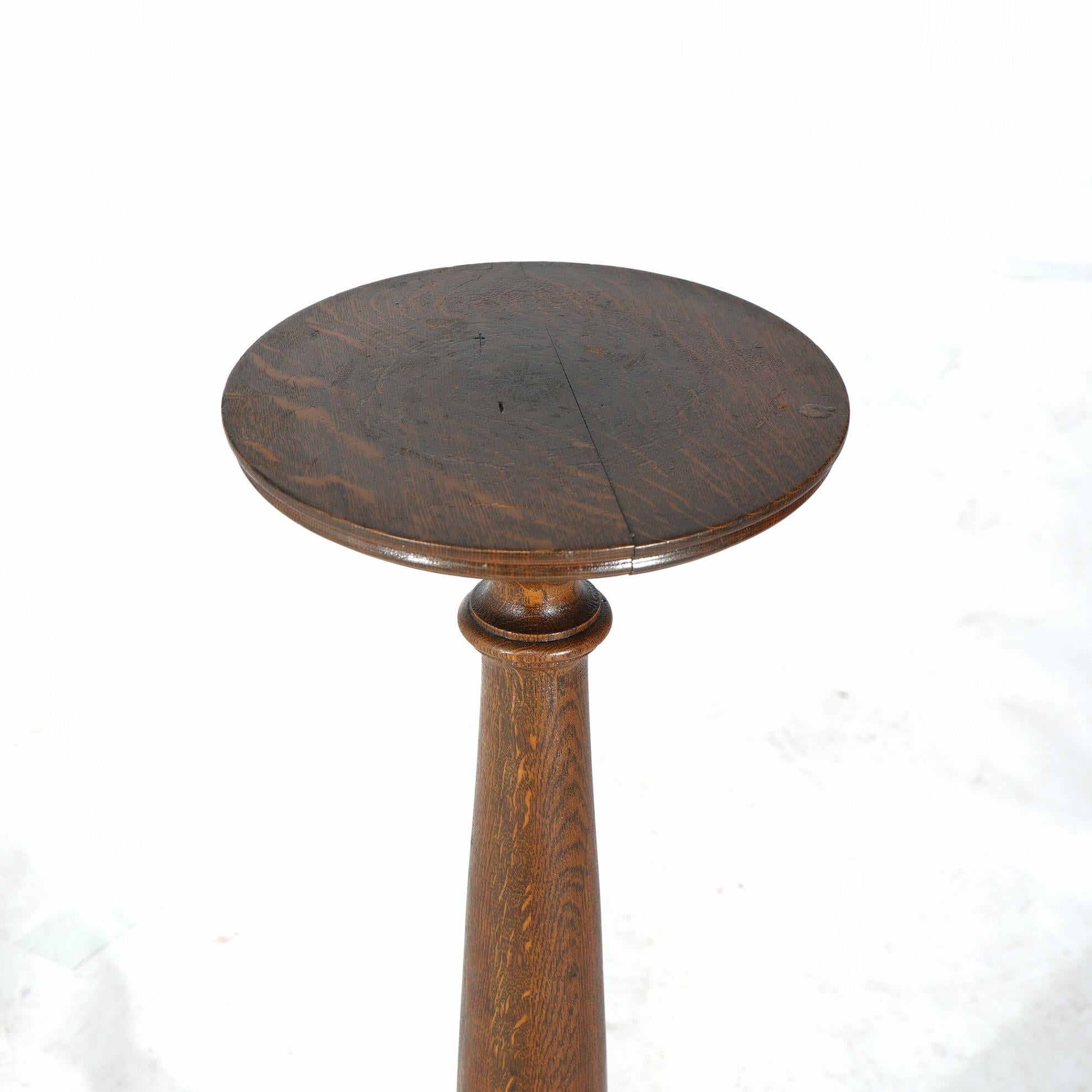 Antique Arts & Crafts Oak Pedestal Plant Stand Circa 1900 In Good Condition For Sale In Big Flats, NY