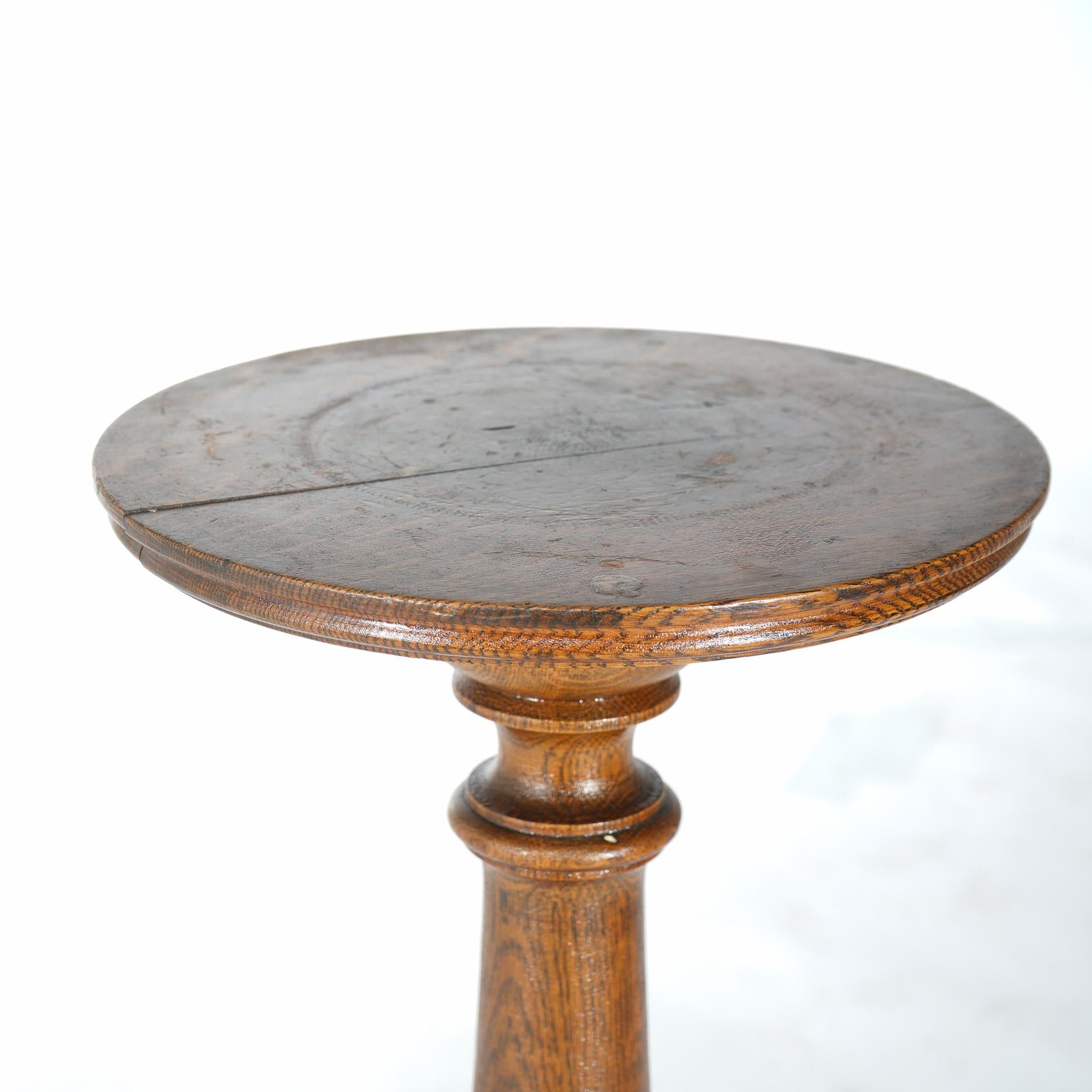 Antique Arts & Crafts Oak Pedestal Plant Stand Circa 1900 For Sale 3