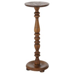Antique Arts & Crafts Oak Pedestal Plant Stand Circa 1910
