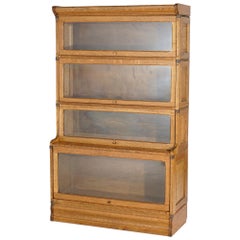 Antique Arts 
Crafts Oak Raised Panel Four Stack Barrister Bookcase, C1910