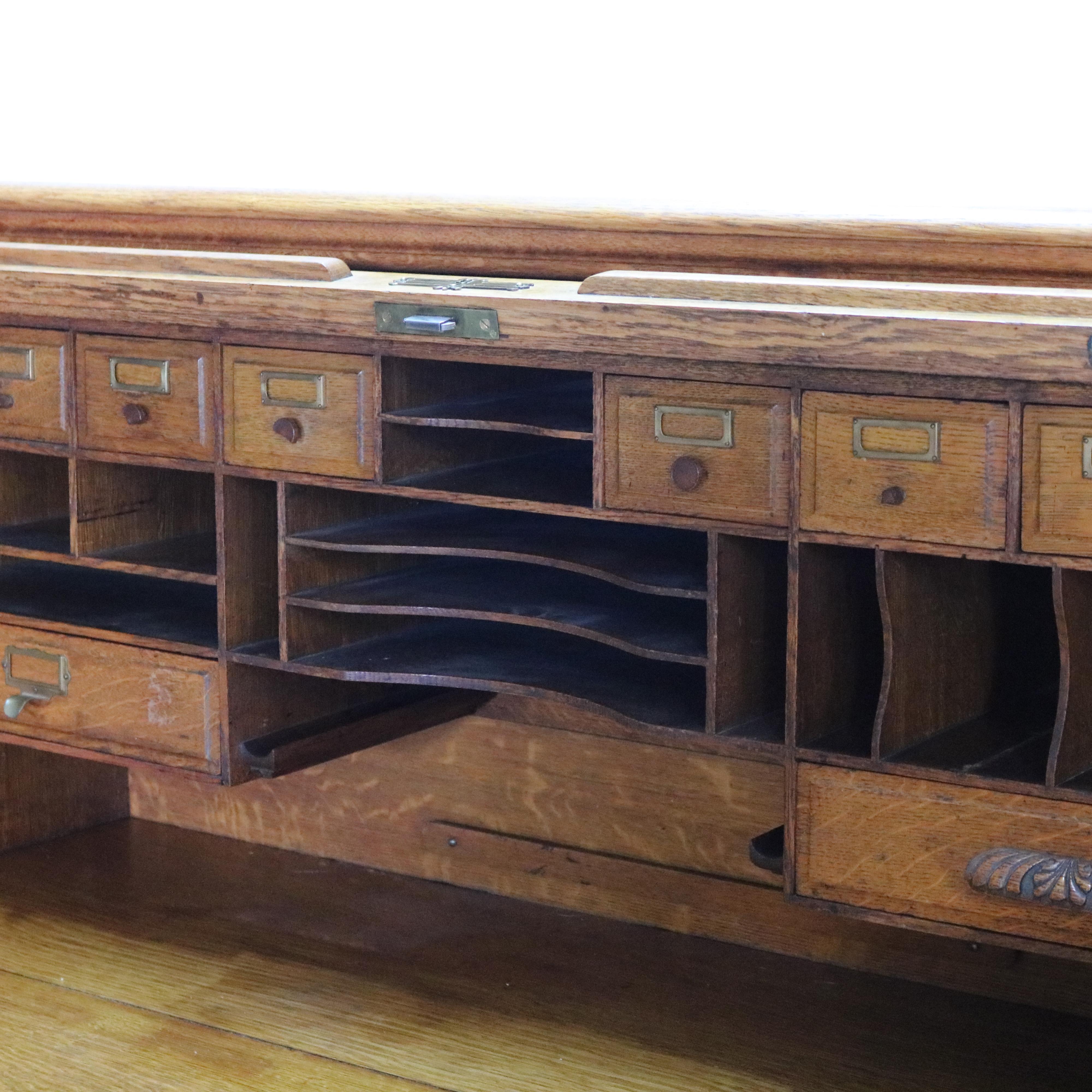 Ancien bureau à roulettes en Oak Oak Raised Panel S, Arts & Crafts, C1900 en vente 10